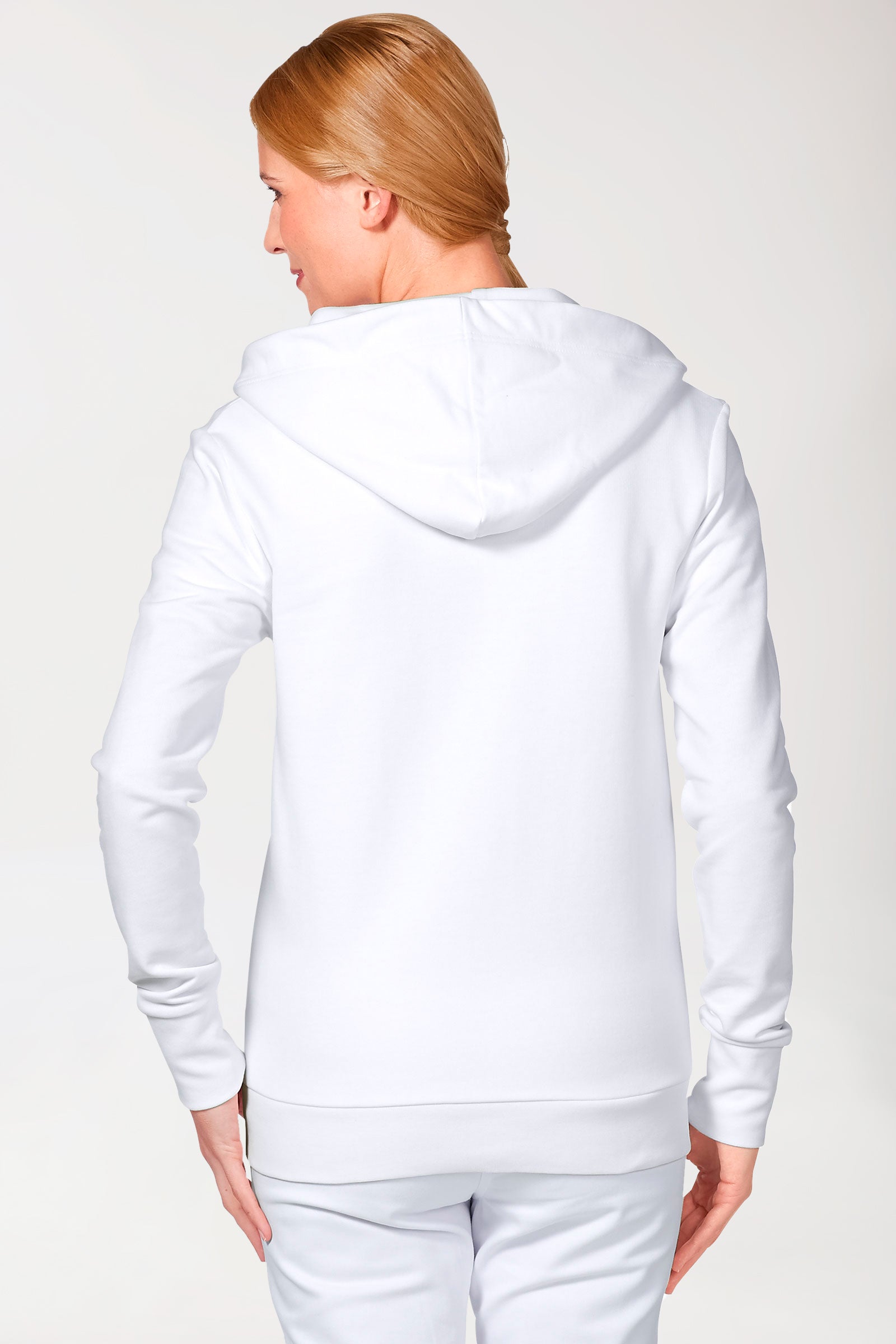 Sweatjacke Damen - mit Kapuze weiß