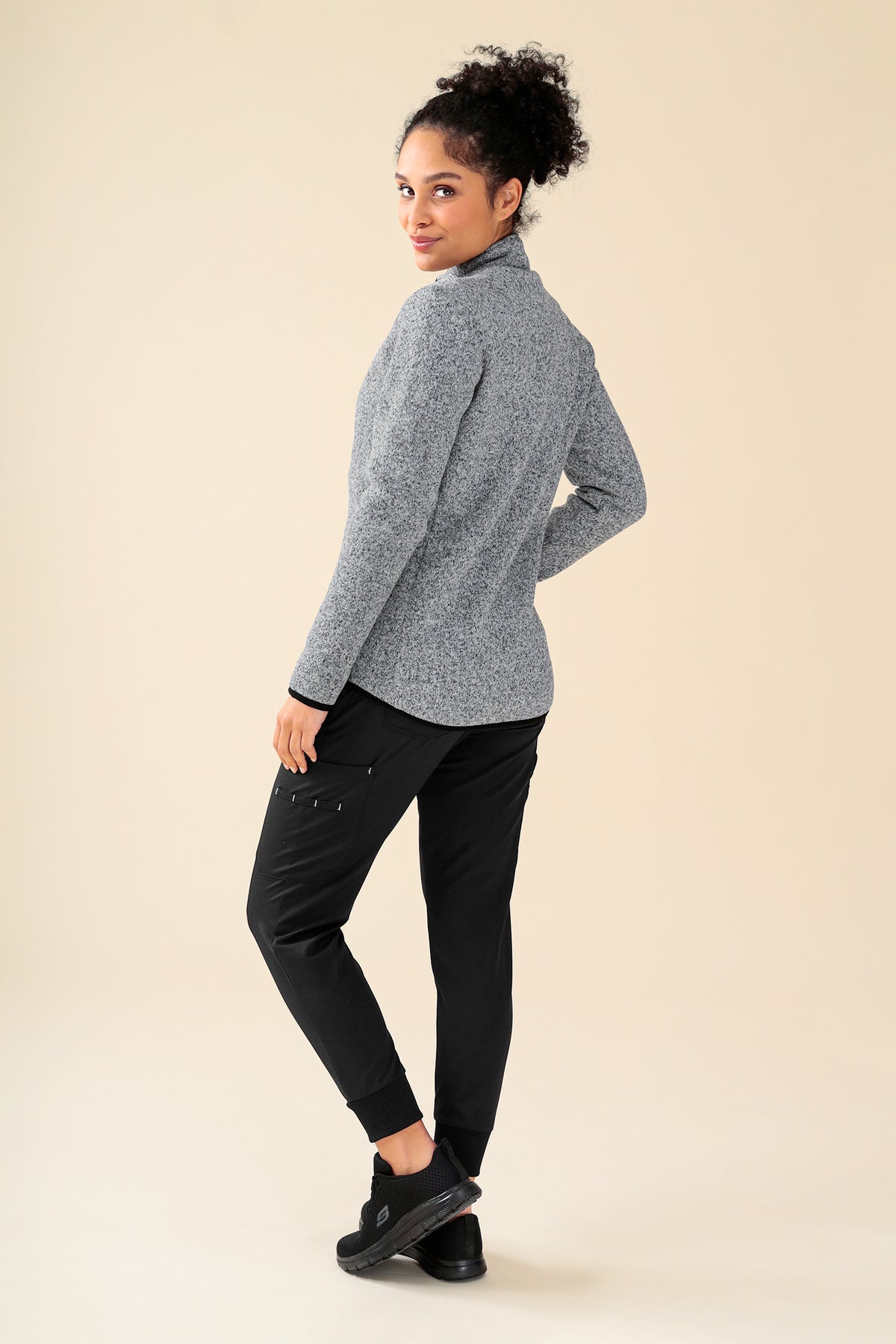 KAERE Fleecejacke Unisex - mit Reißverschluss grau melange, Rückansicht 