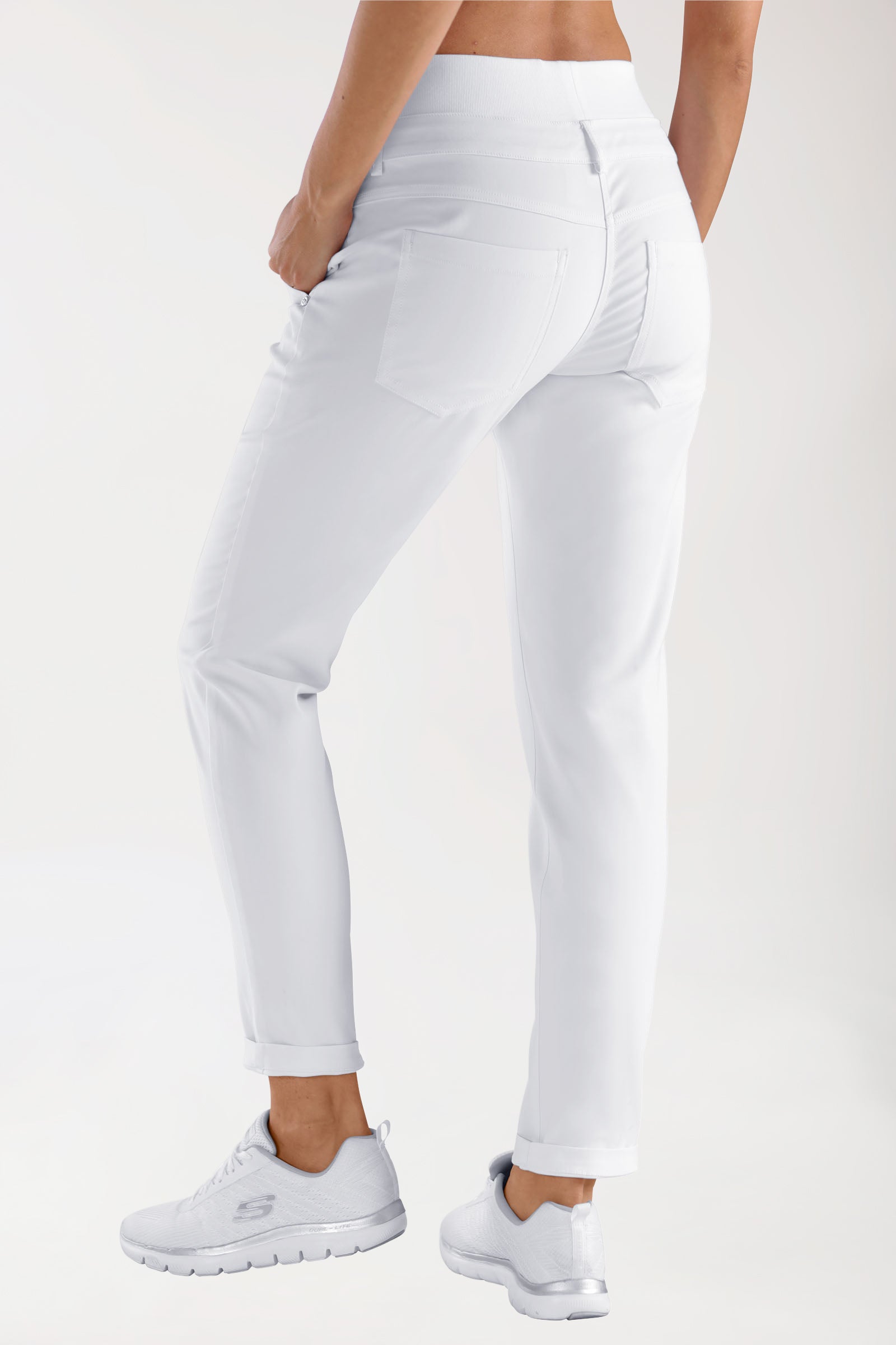 Comfort Stretch Hose Damen - elastischer Strickbund weiß