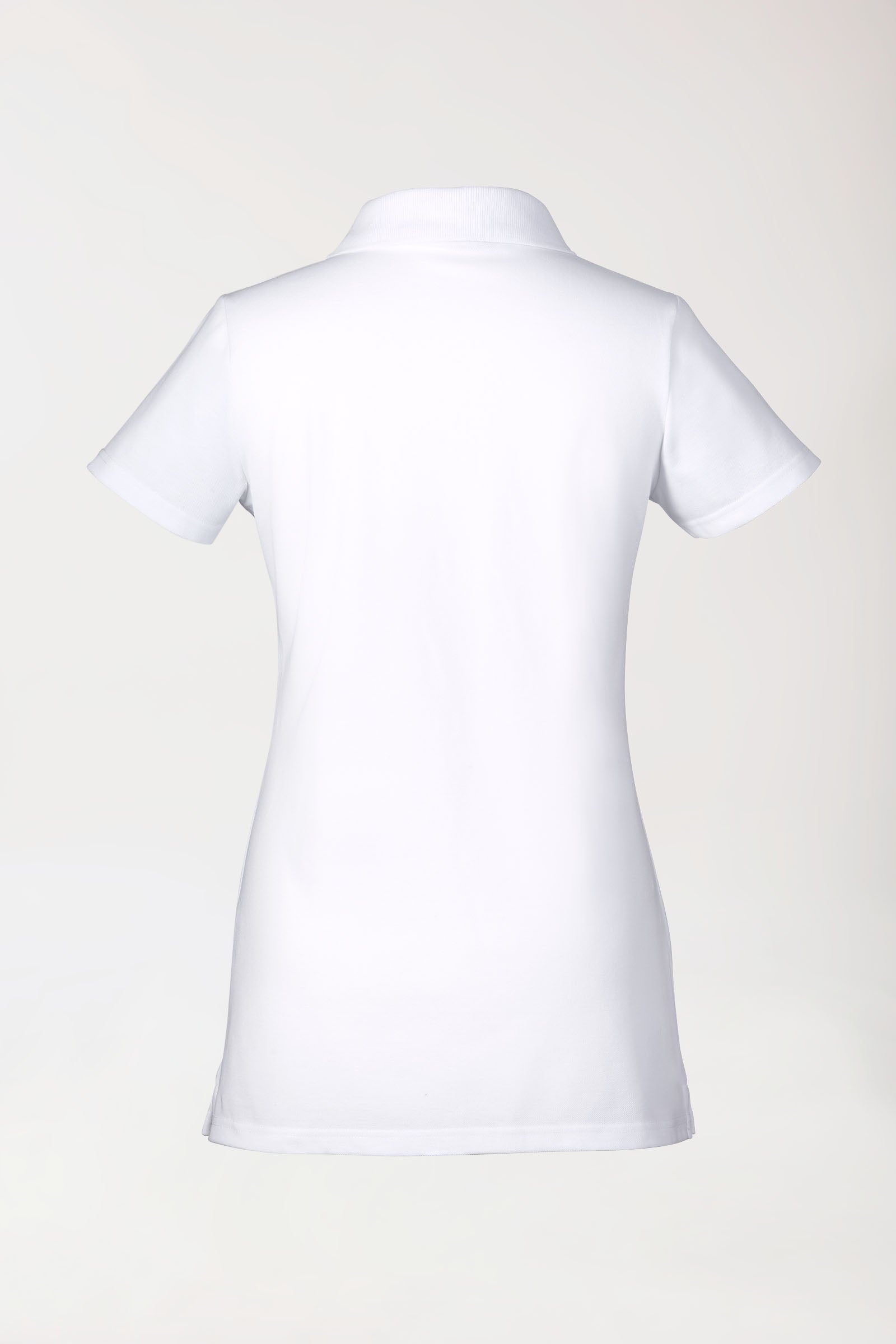 Stretch Longshirt Damen - Polokragen weiß
