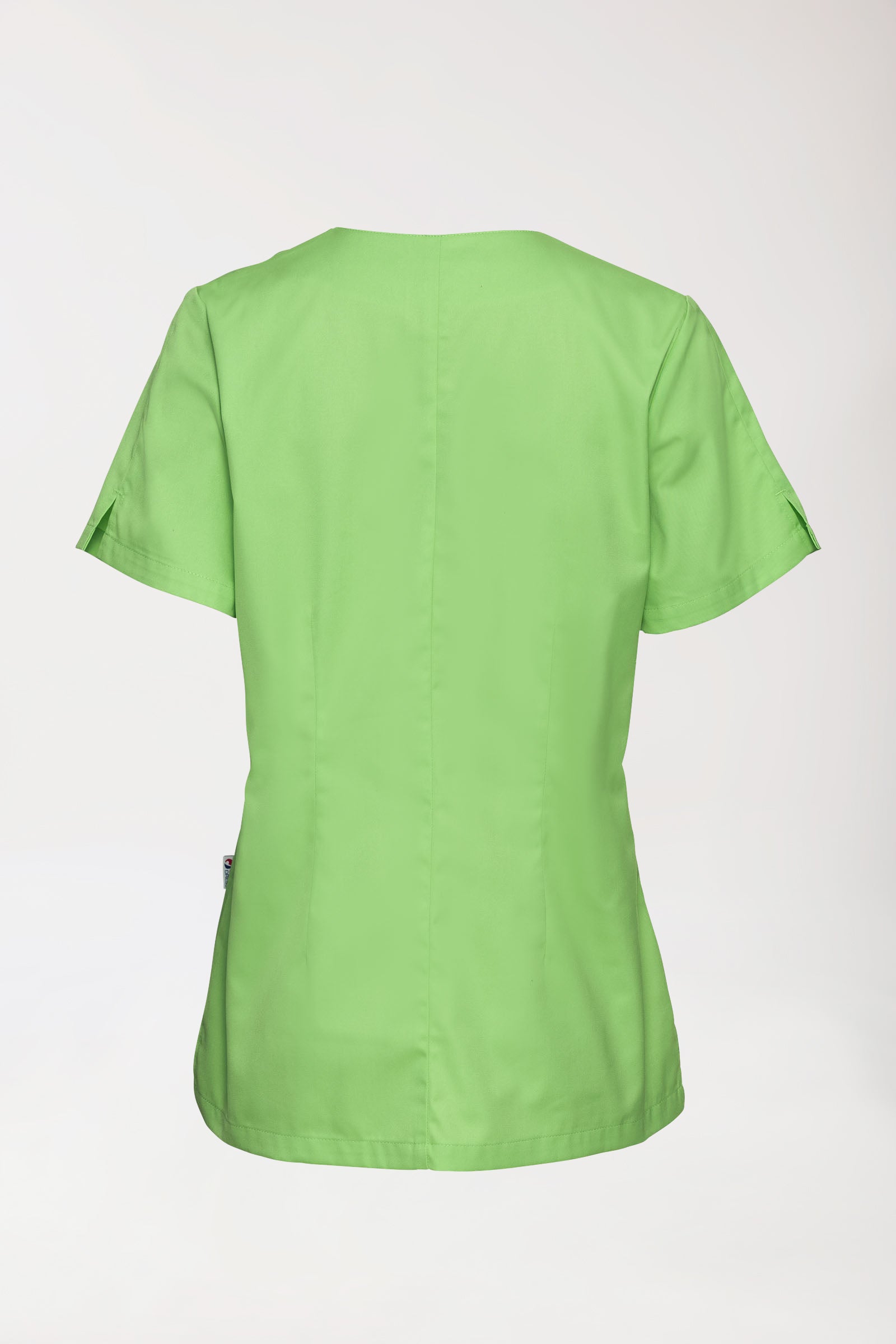 CORE Schlupfkasack Damen curved fit - mit Druckknöpfen apfelgrün, Rückansicht 