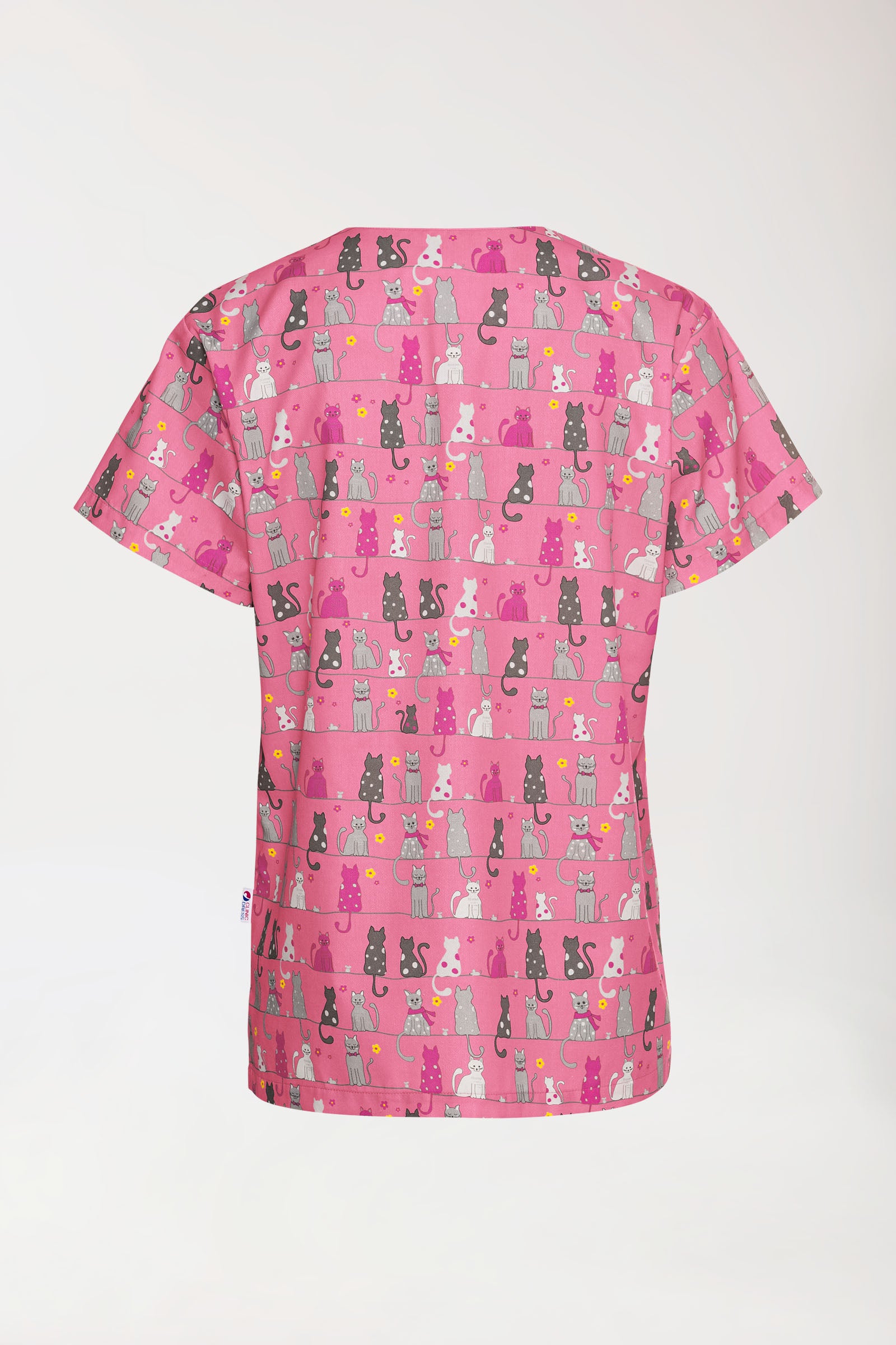 Leichter Schlupfkasack Damen - Alloverprint rosy pink/grau, Rückansicht 