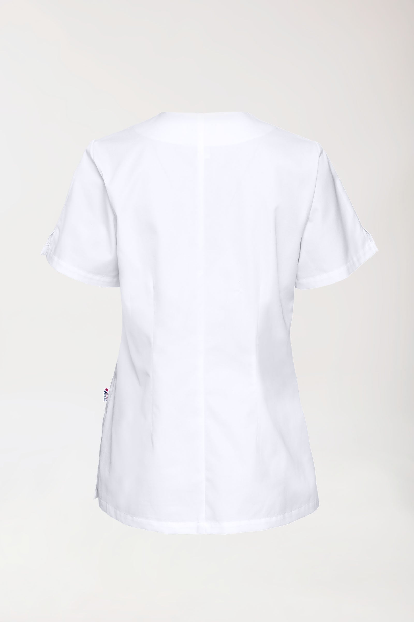 CORE Schlupfkasack Damen curved fit - mit Druckknöpfen weiß, Rückansicht 