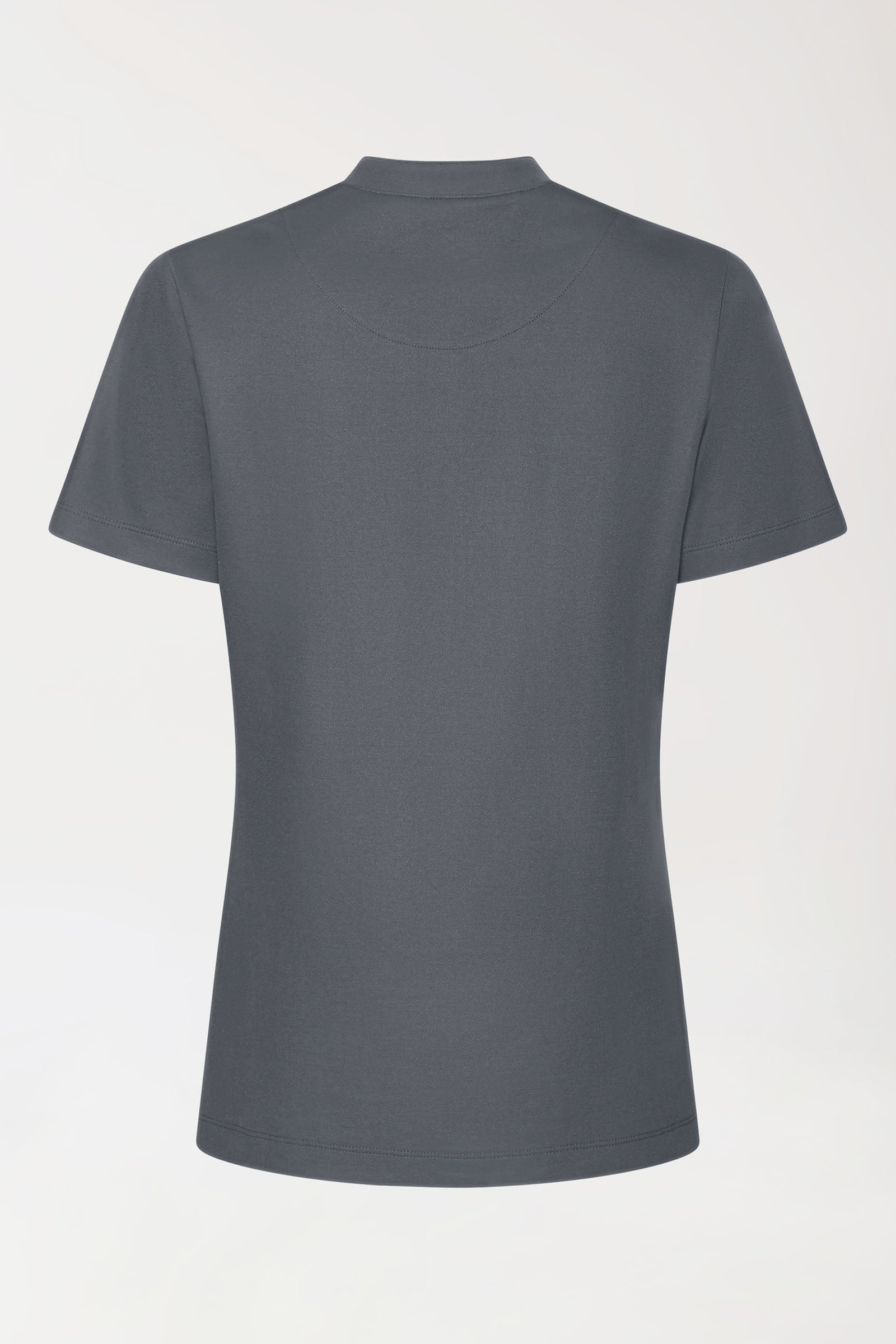 COMFY FLEX Stretch Shirt Damen - Stehkragen steingrau, Rückansicht 