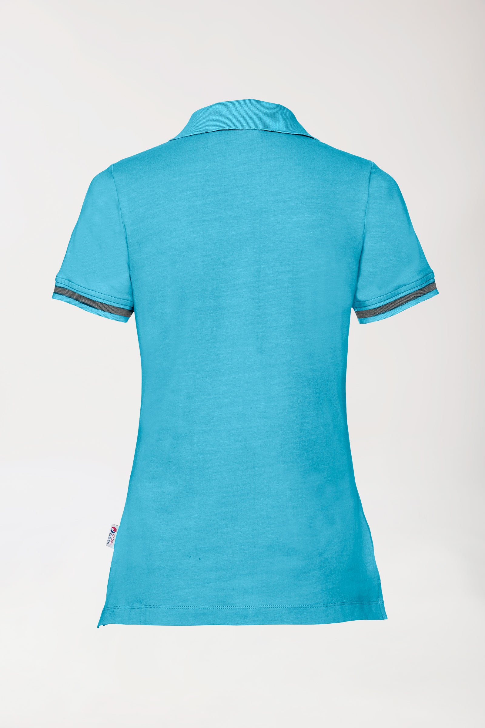 Stretch Shirt Damen - Polokragen türkis/dunkelgrau melange