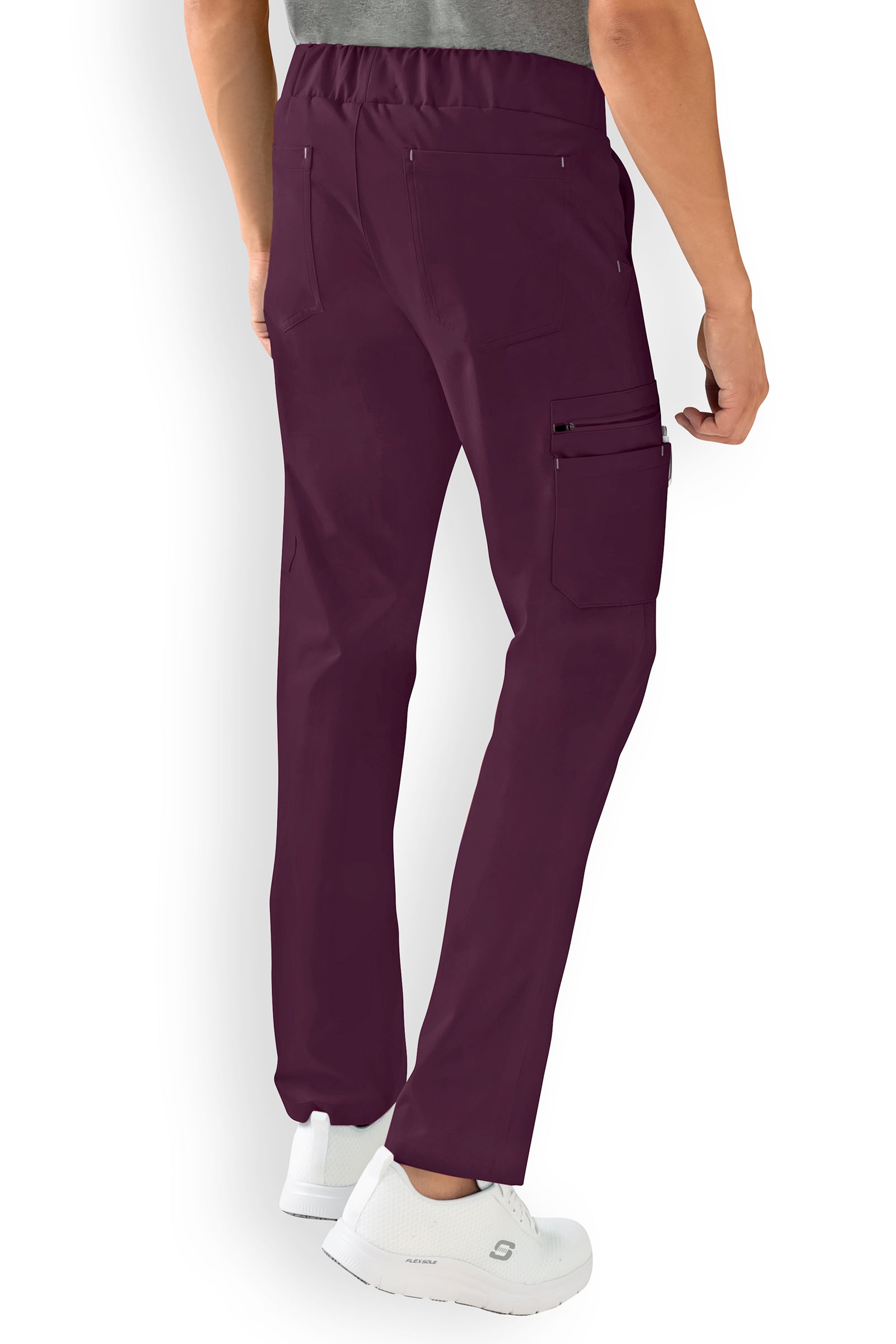 Stretchhose Herren - gerader Saum mit Beintaschen dark pflaume, Rückansicht 