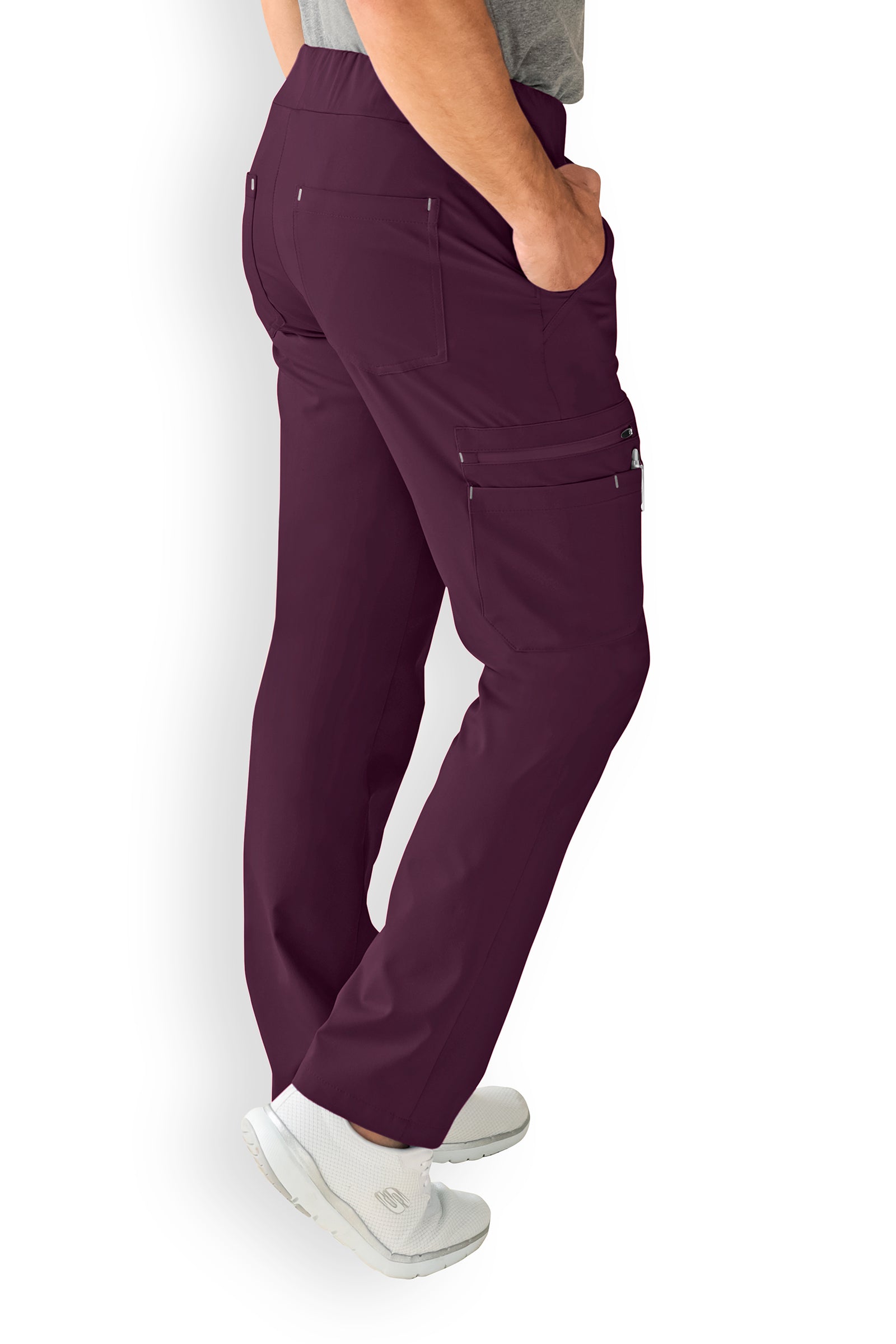 Stretchhose Herren Kurzgröße - gerader Saum mit Beintaschen dark pflaume