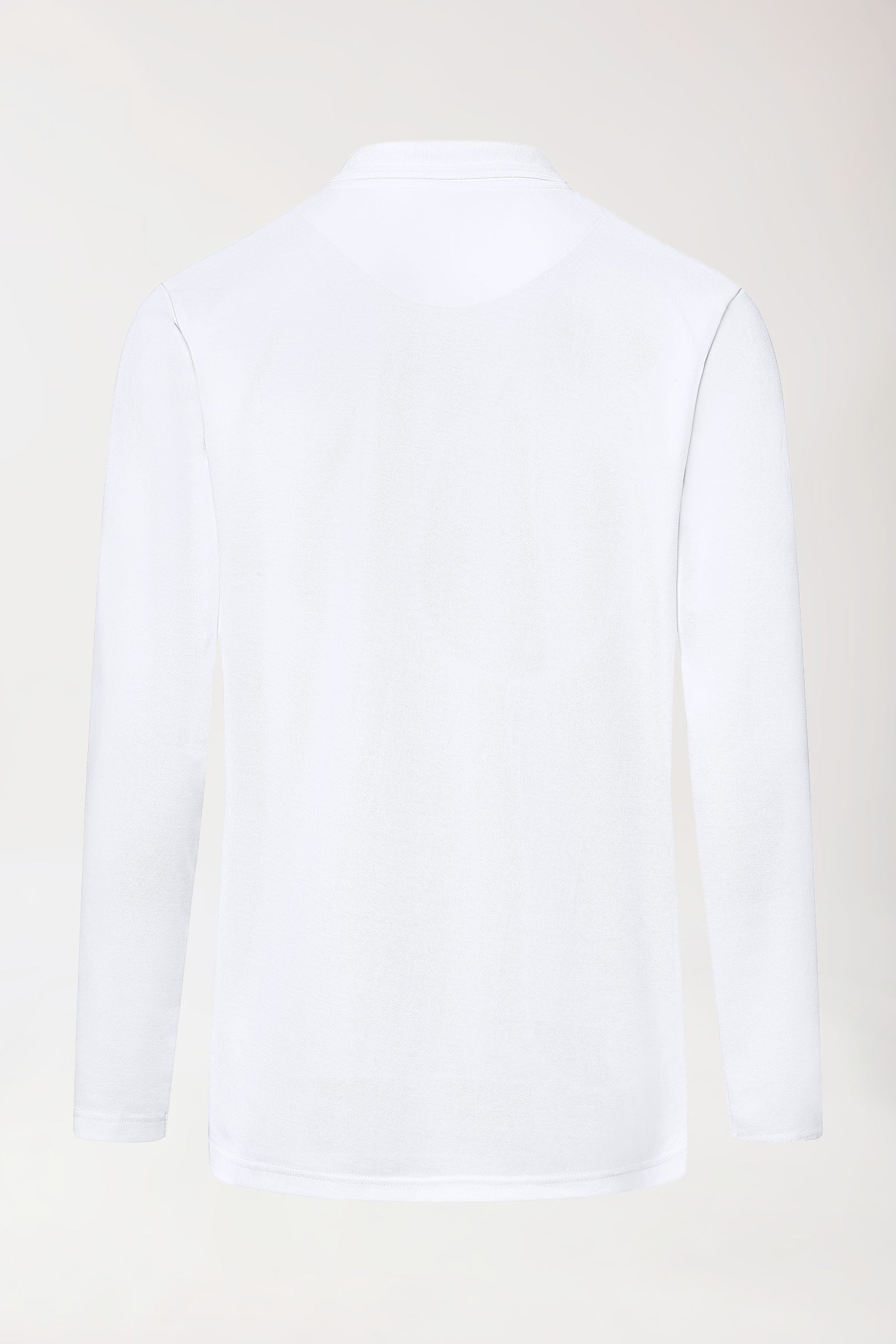 CORE Longsleeve Herren Double Face Piqué - Polokragen weiß, Rückansicht 
