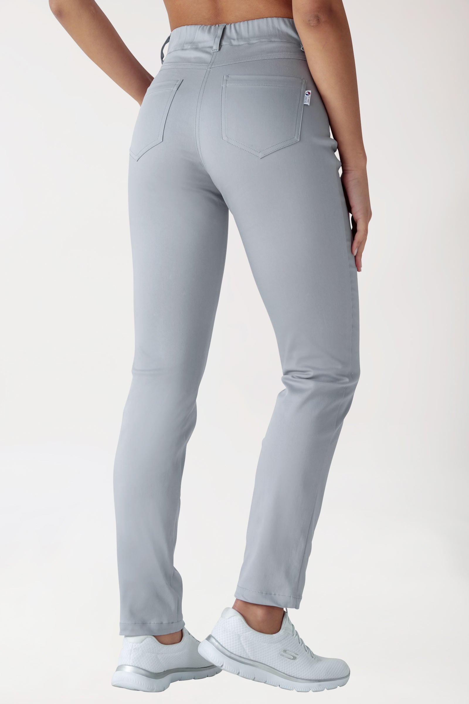 Stretch 5-Pocket Hose Damen - gerades Bein grau, Rückansicht 