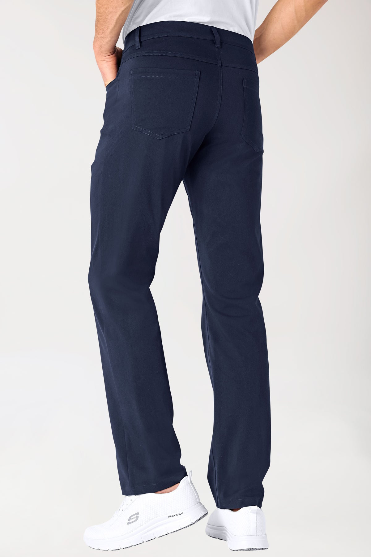 Stretch 5-Pocket Hose Herren - gerades Bein navy, Rückansicht 
