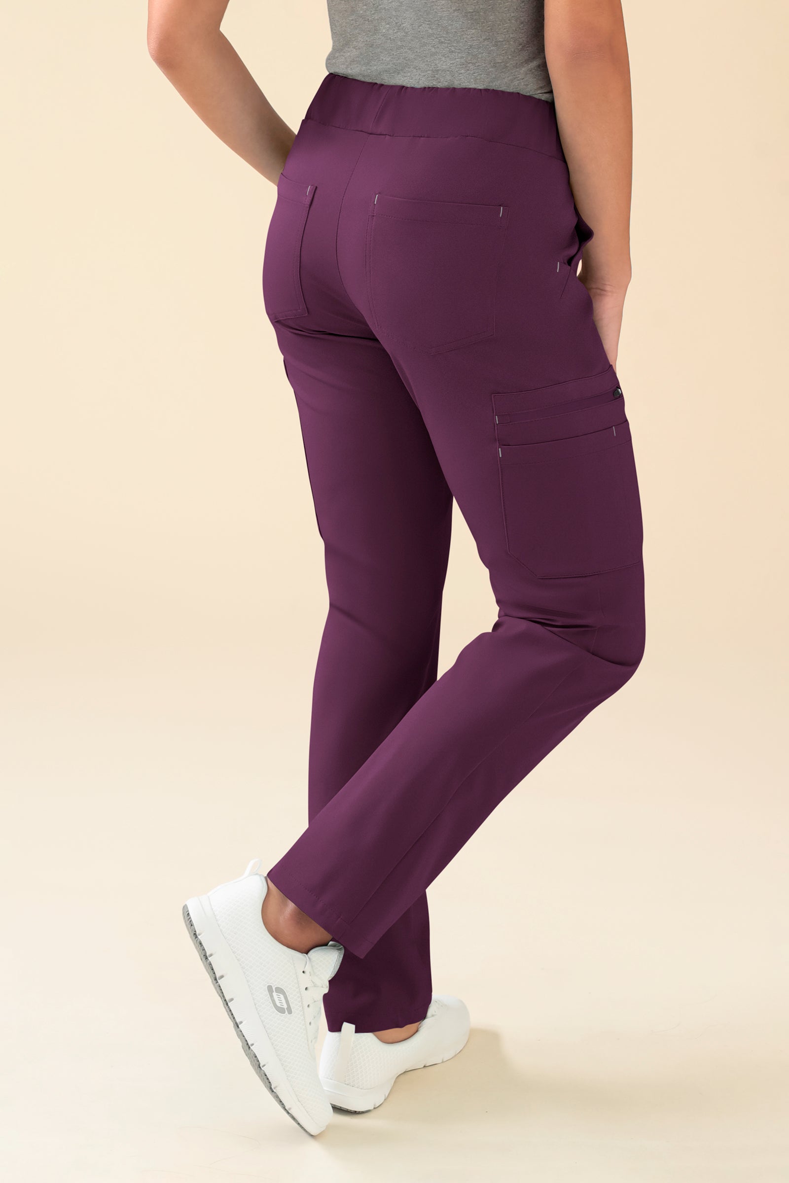 KAERE Hose Damen - gerader Saum mit Beintaschen pflaume, Rückansicht 