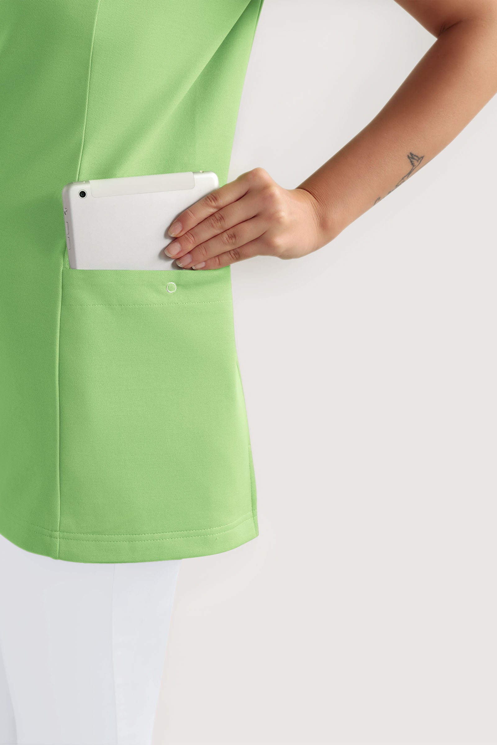 COMFY FLEX Stretch Schlupfkasack Damen - Herzausschnitt apfelgrün