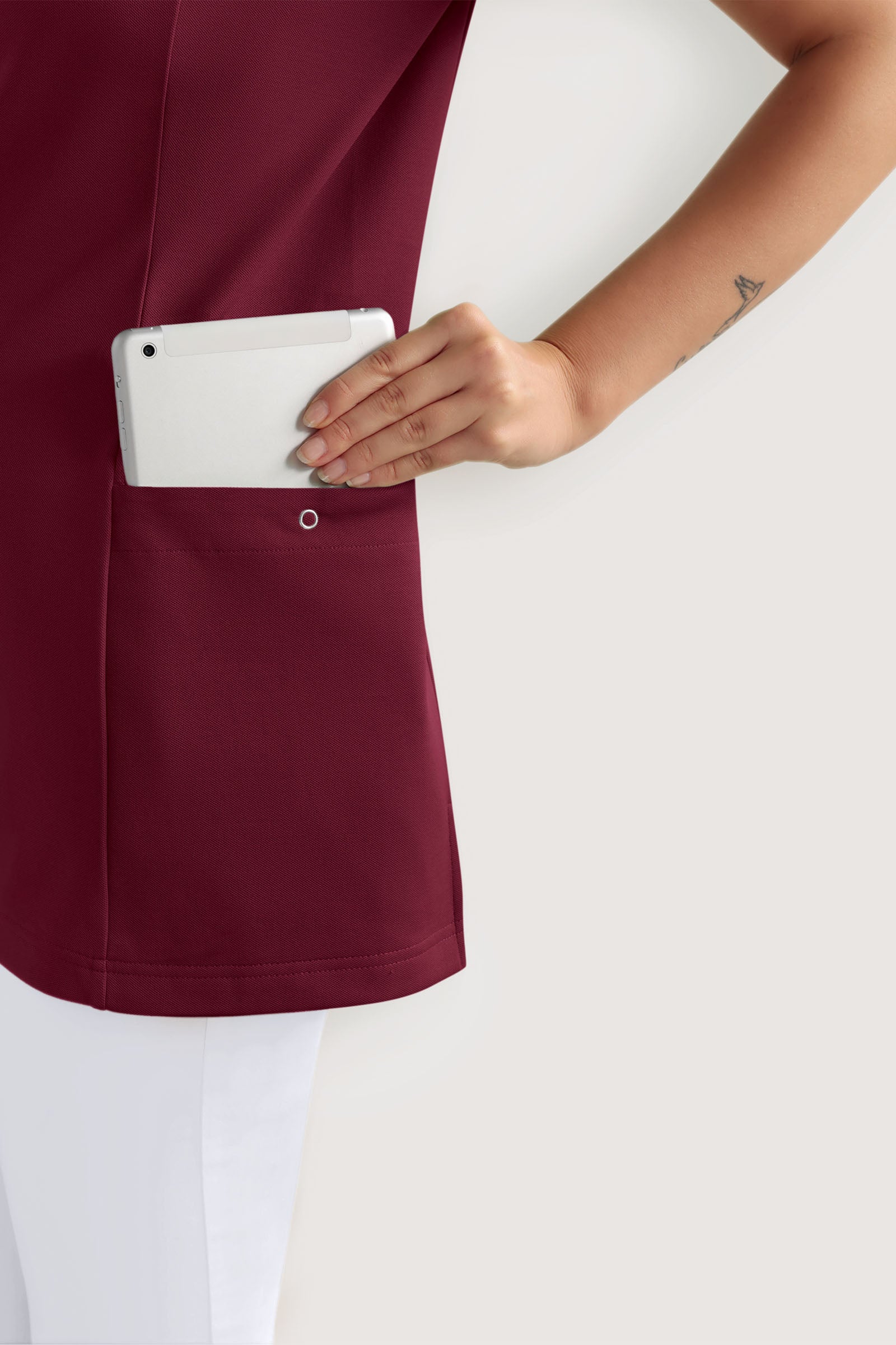 COMFY FLEX Stretch Schlupfkasack Damen - mit Druckknöpfen bordeaux