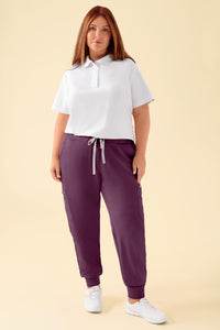 KAERE Hose Damen - Saumbündchen mit Beintaschen pflaume
