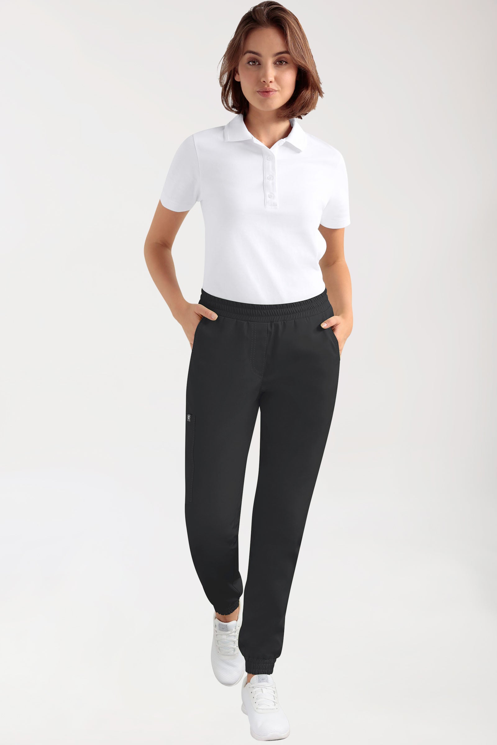 CORE Cargohose Damen - Jogpants Style schwarz, Vorderansicht 