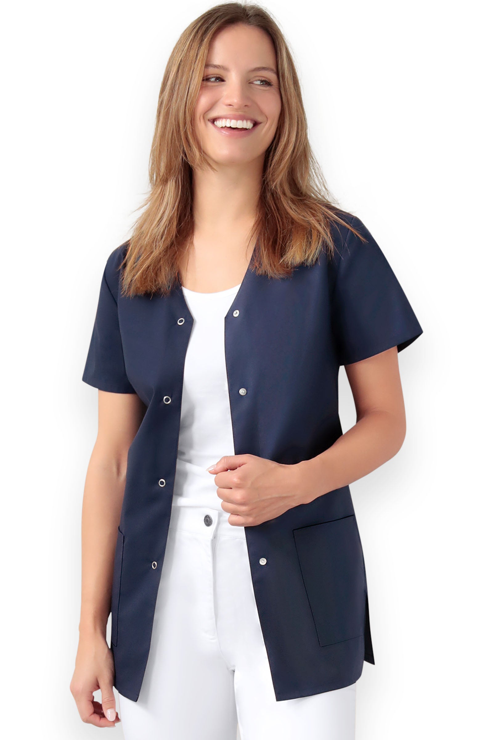 Kasack Damen - durchgeknöpft navy, Vorderansicht 