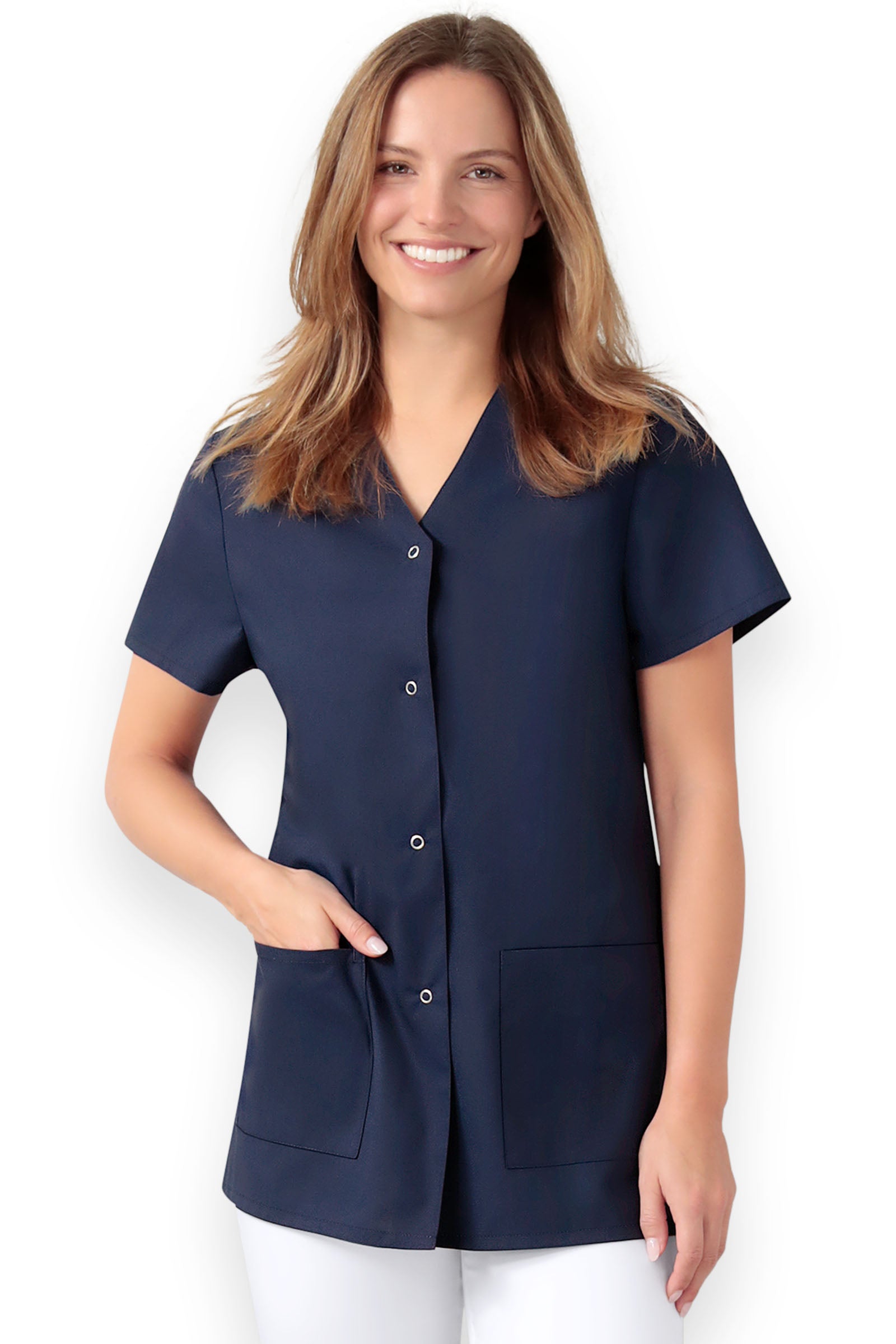 Kasack Damen - durchgeknöpft navy, Vorderansicht 