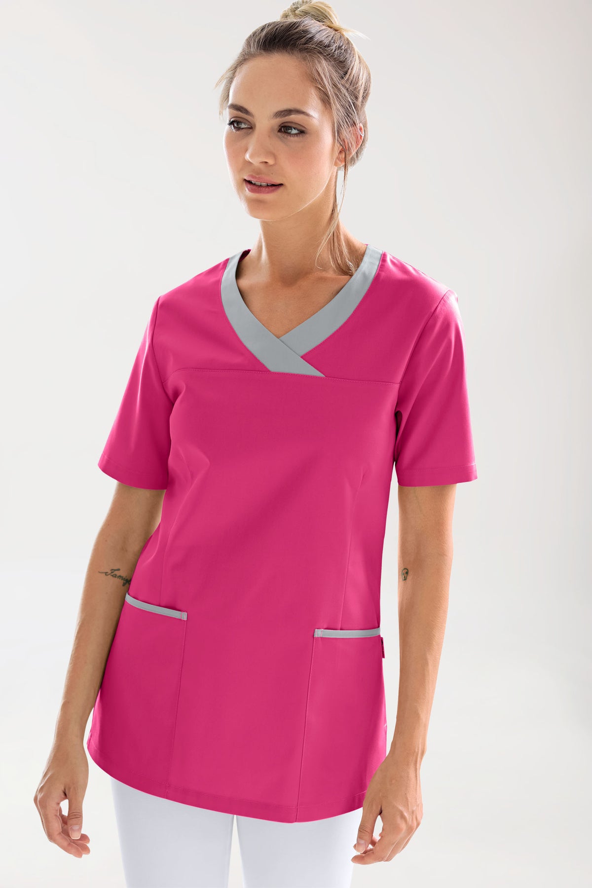 CORE Schlupfkasack Damen pink/grau, Vorderansicht 