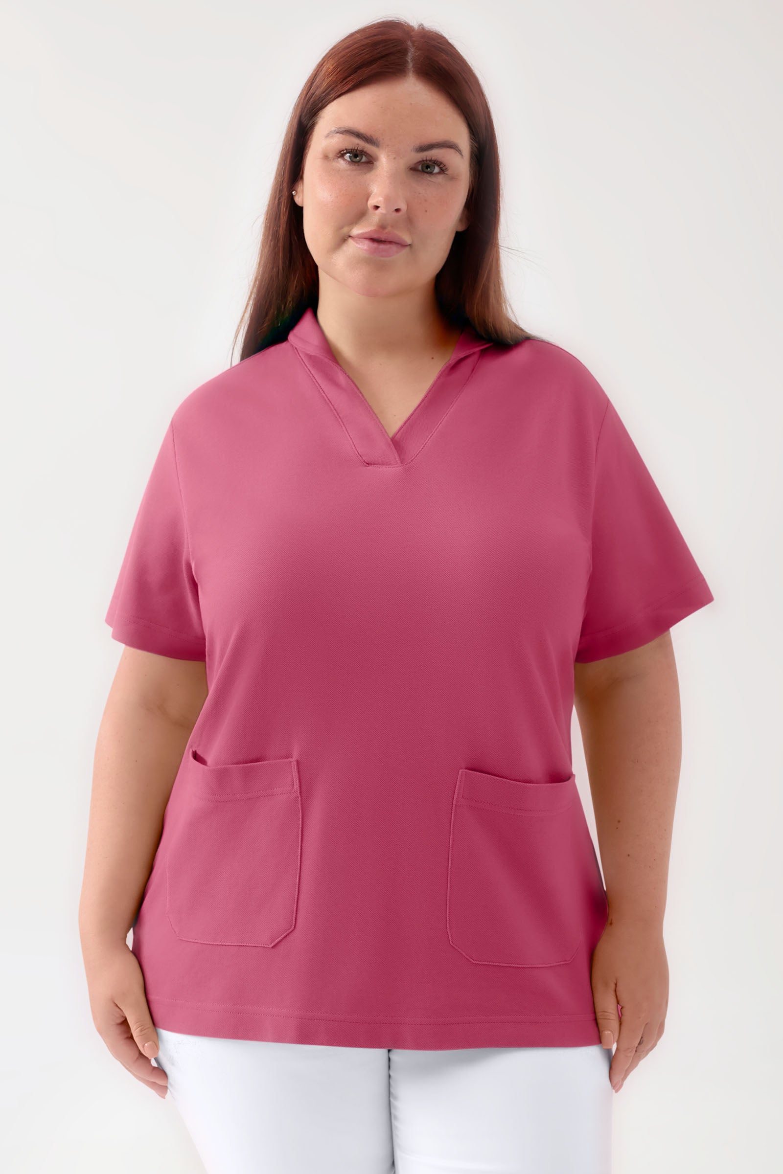 COMFY FLEX Stretch Schlupfkasack Damen - Schalkragen rosenholz