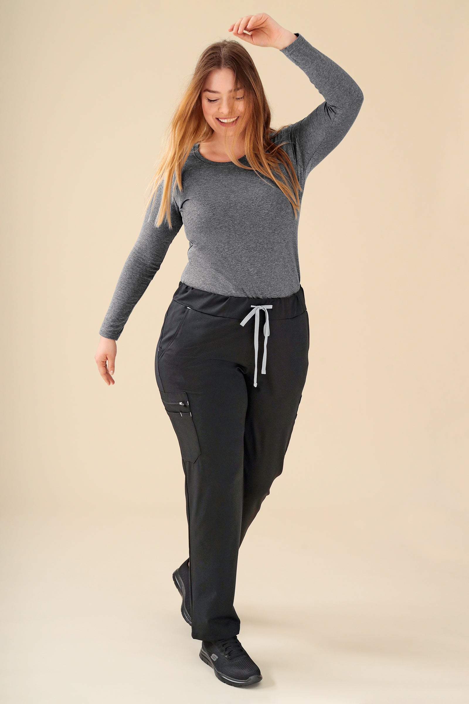 KAERE Shirt Damen - Longsleeve dunkelgrau melange, Vorderansicht 