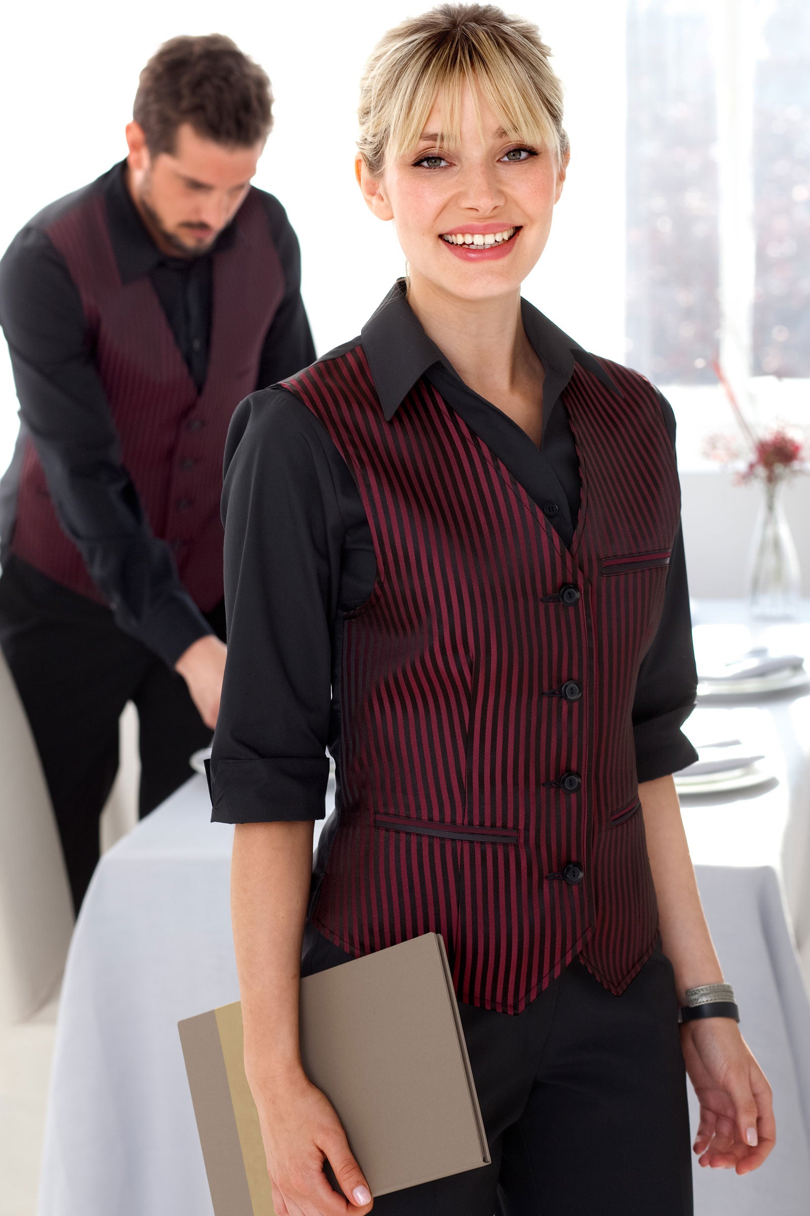 Weste für Damen Rot Schwarz, Vorderansicht 