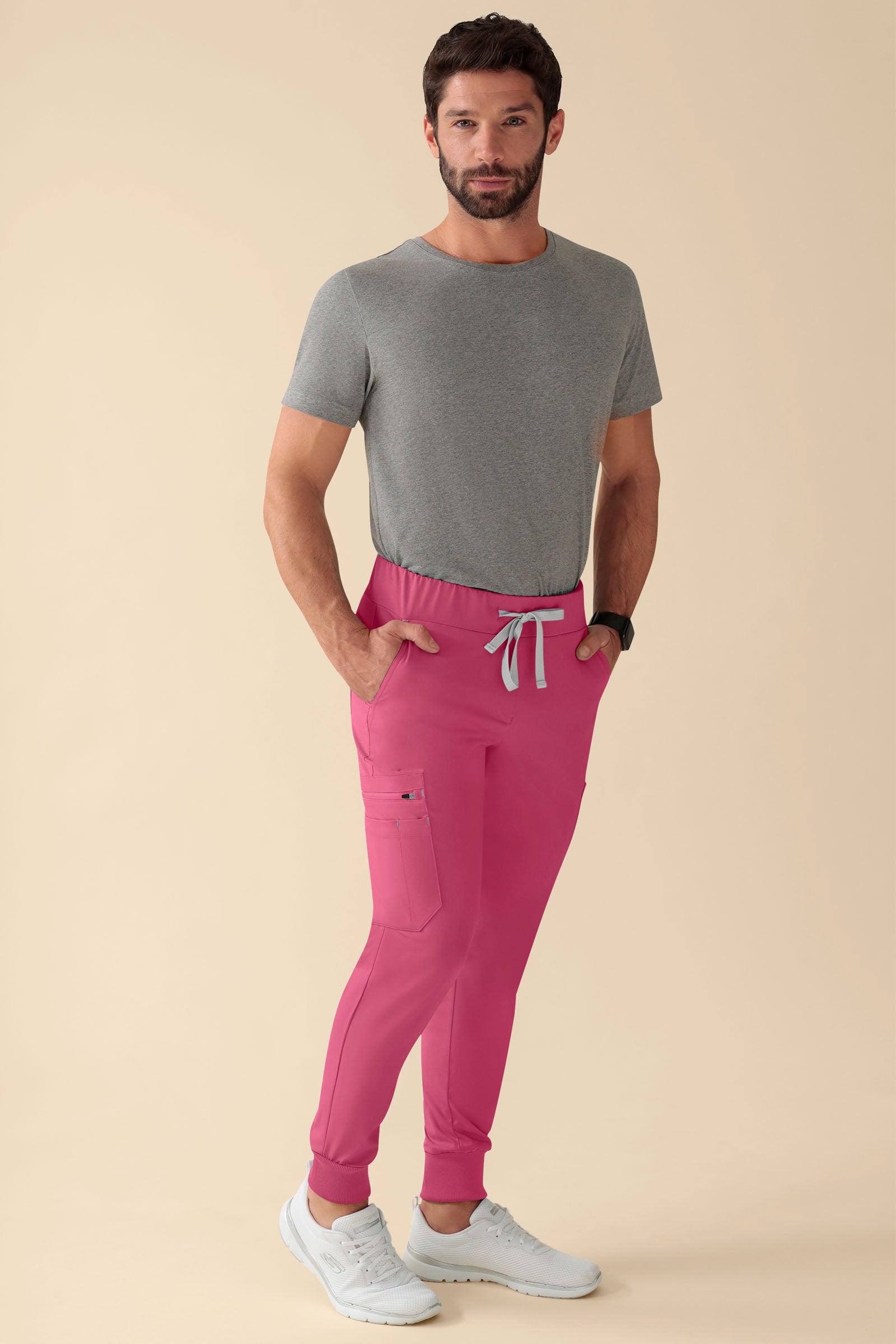 KAERE Hose Herren - Saumbündchen Kurzgr. mit Beintaschen rosenholz, Vorderansicht 
