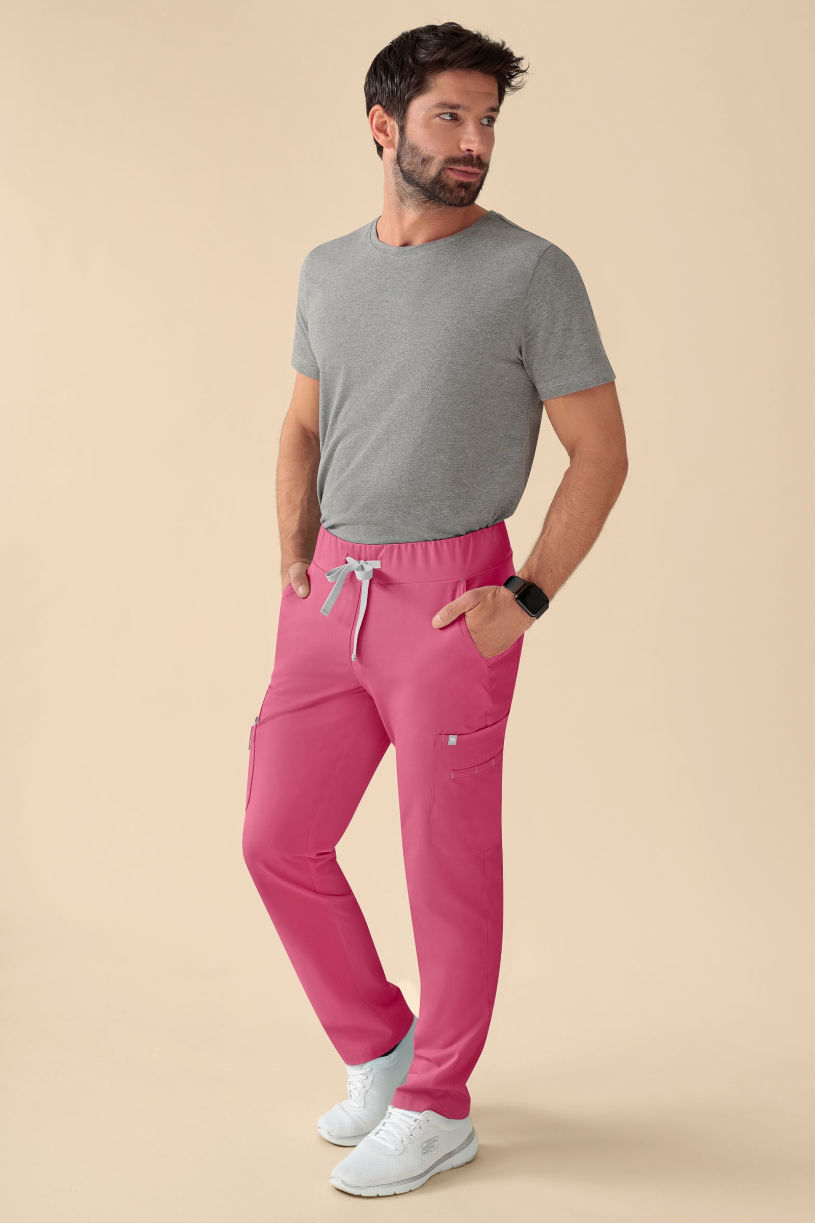 KAERE Hose Herren - gerader Saum Kurzgr. mit Beintaschen rosenholz, Vorderansicht 