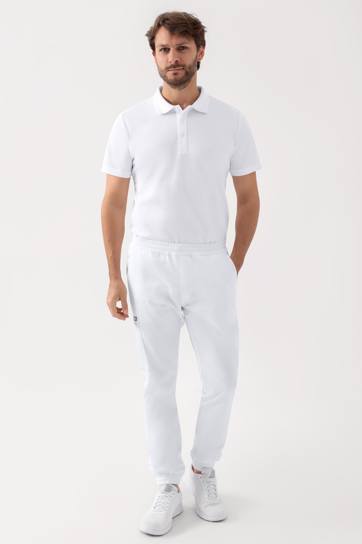 GREEN Stretch Hose Herren - Jogpants Style weiß