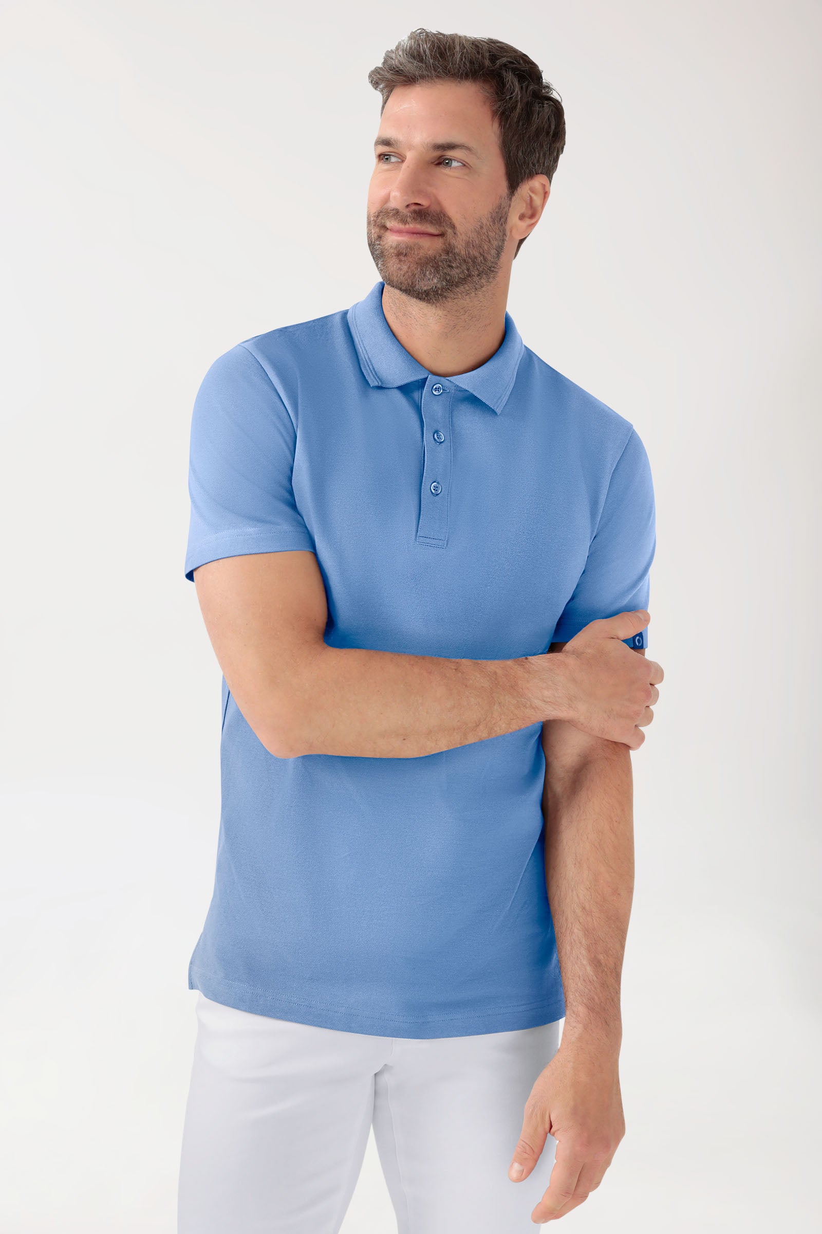 COMFY FLEX Stretch Shirt Herren - Polokragen himmelblau, Vorderansicht 
