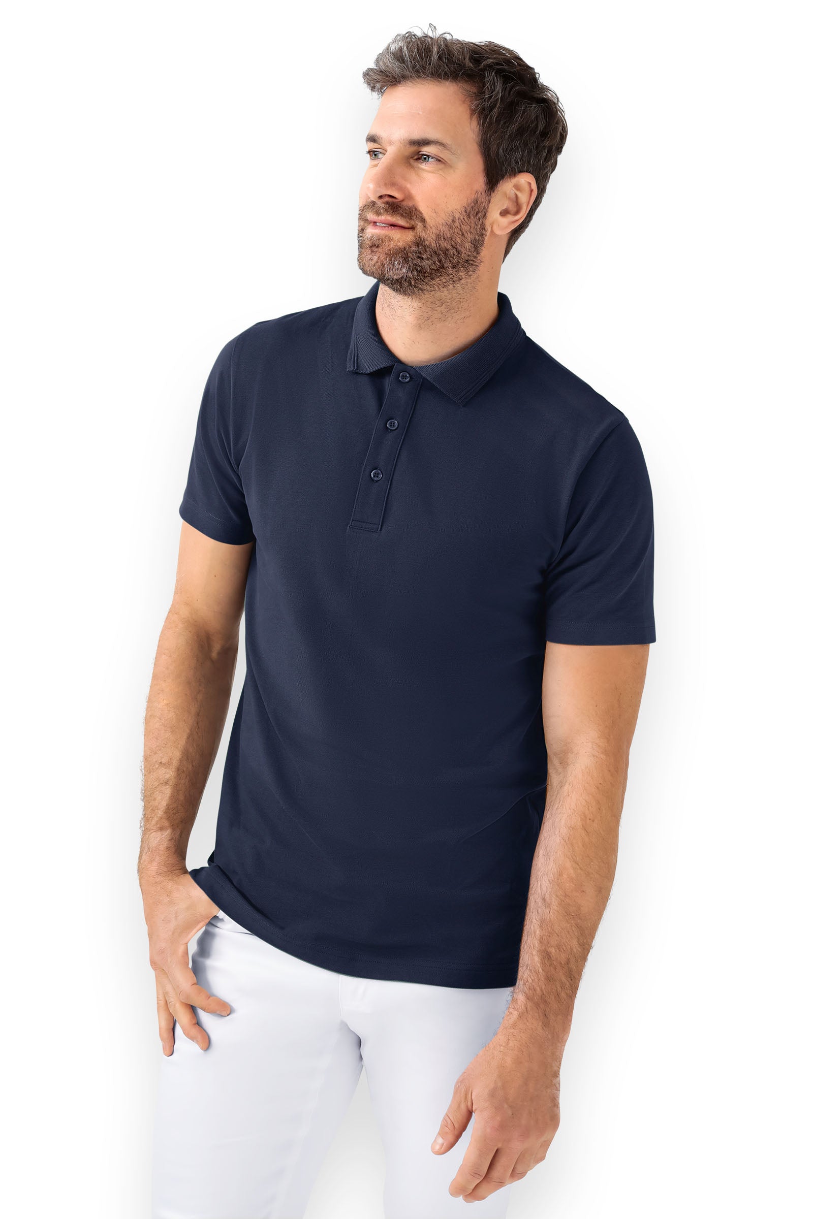 Shirt Herren Piqué - Polokragen navy, Vorderansicht 