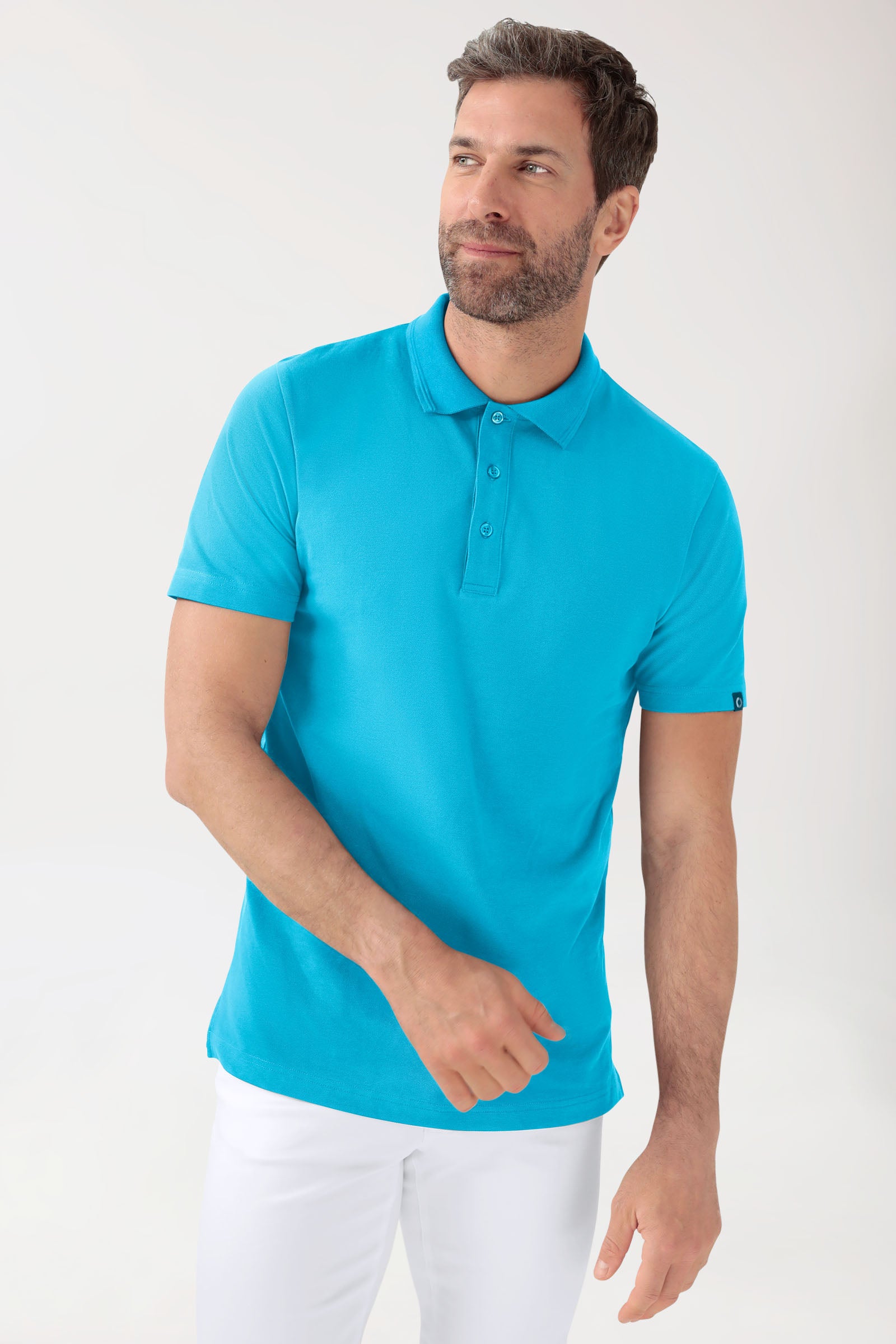 Stretch Shirt Herren - Polokragen türkis