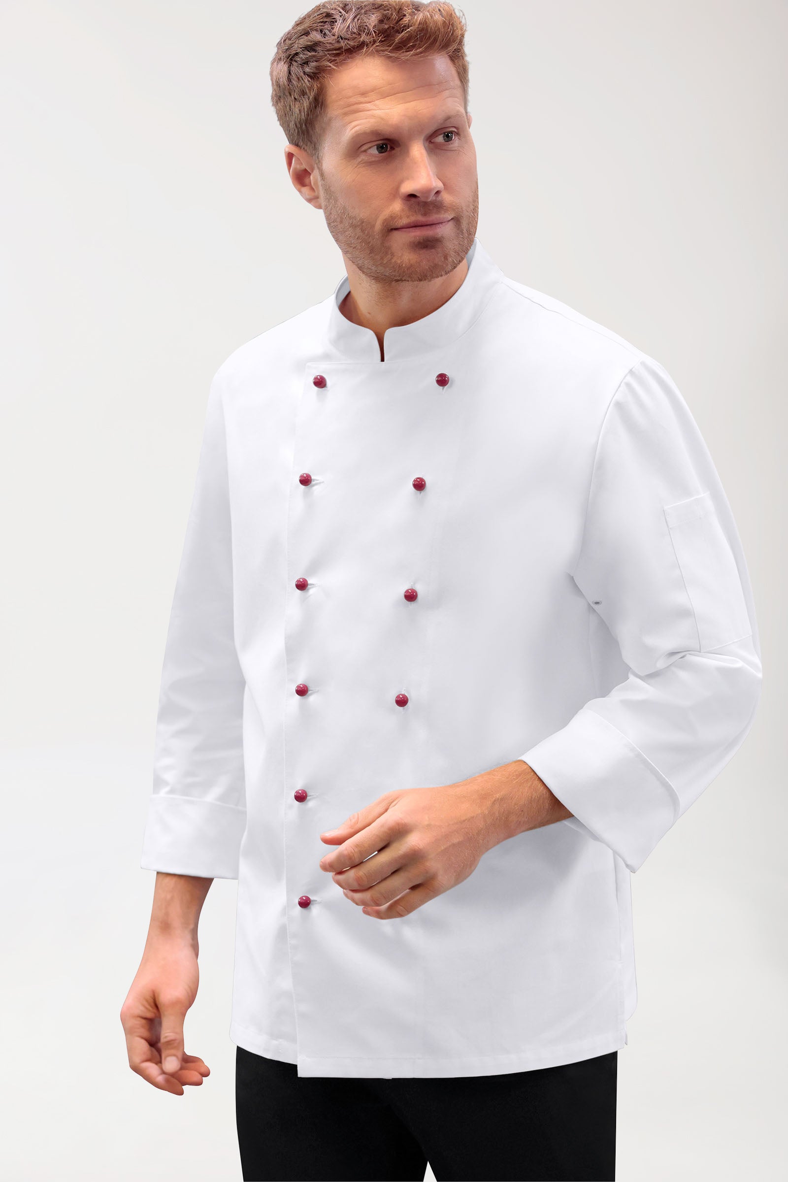 Gastro Kochjacke Herren - 6er Knopfreihe - 1/1 Arm weiß