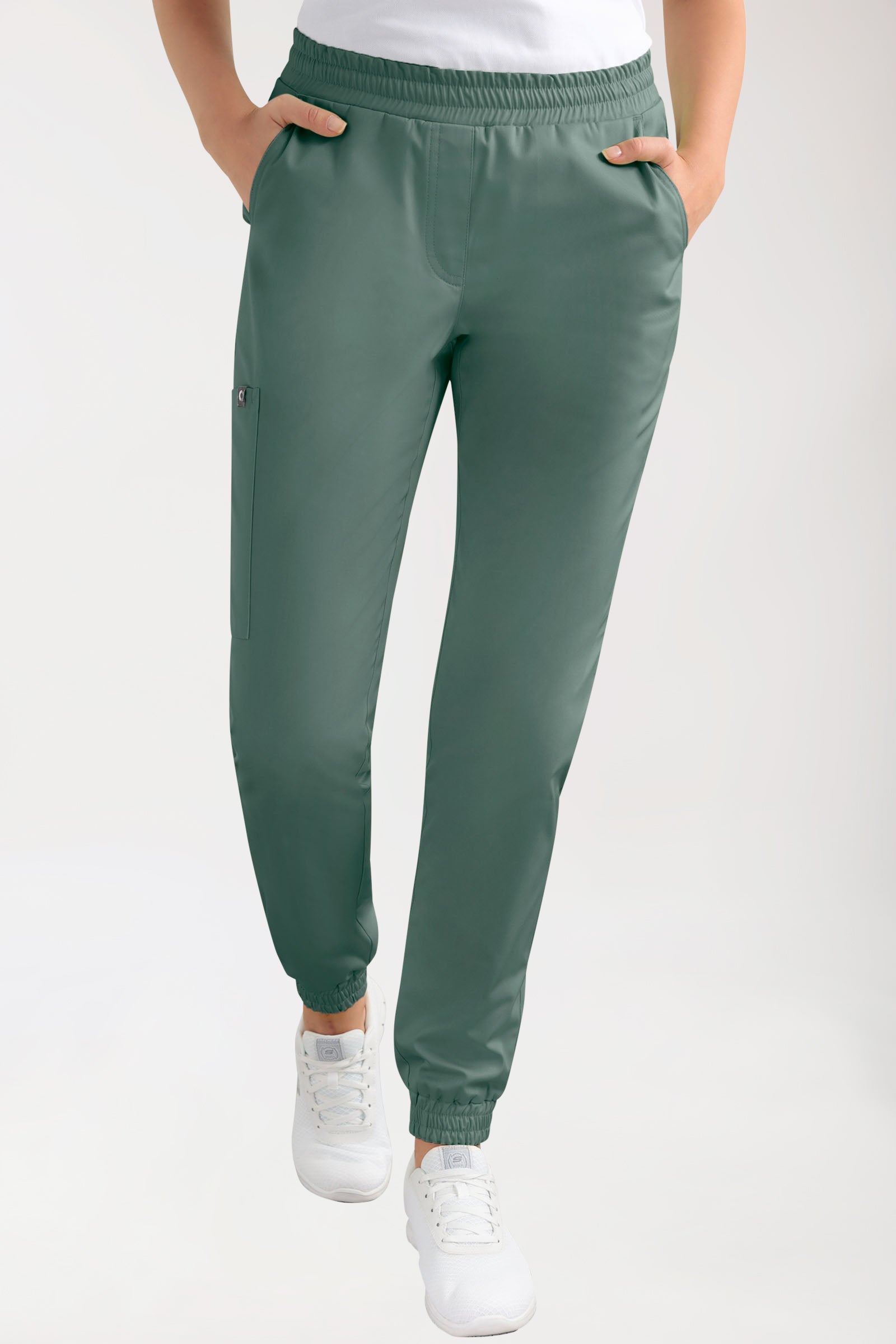 CORE Cargohose Damen - Jogpants Style dunkelgrün, Vorderansicht 