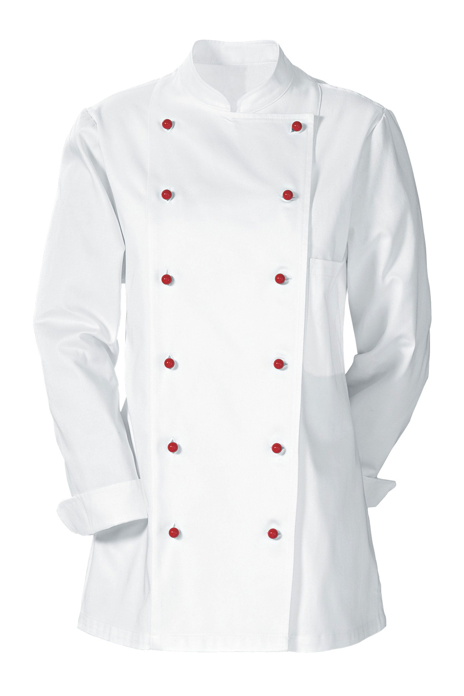 Damenkochjacke Weiß 100% Baumwolle, Vorderansicht 