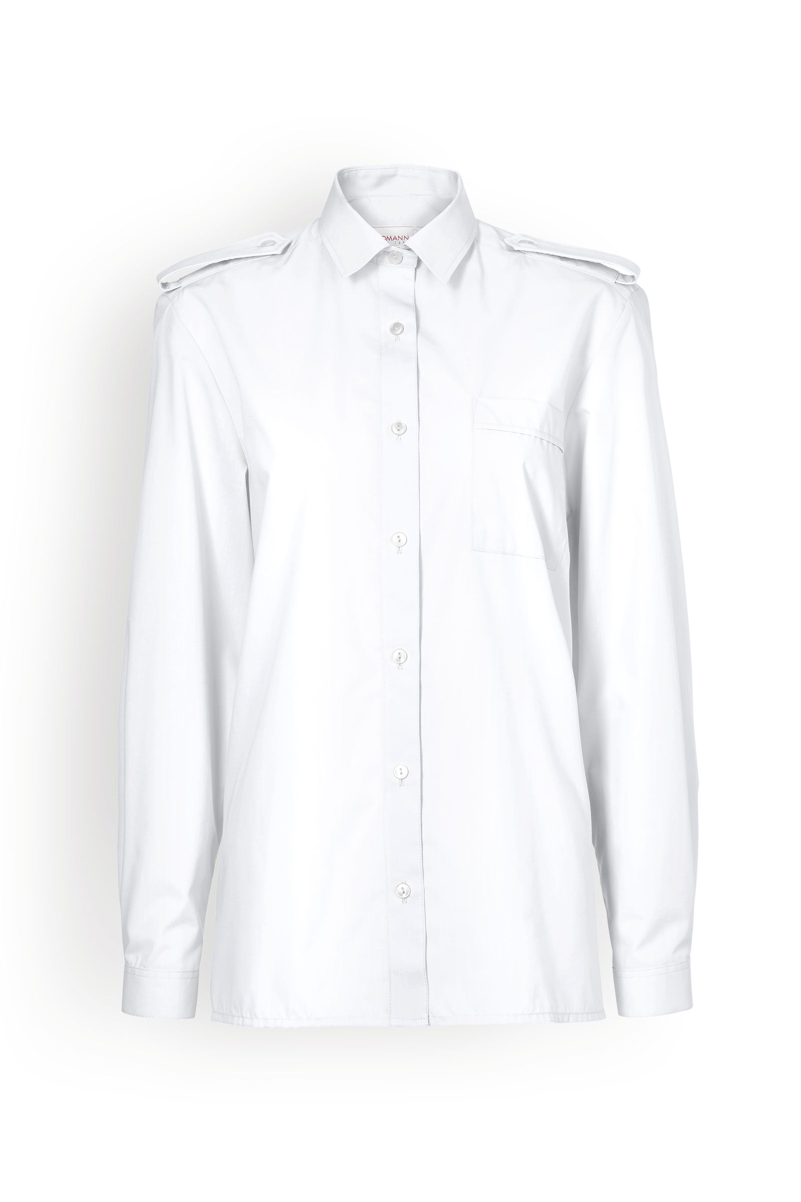 Pilotenbluse Langarm Weiß