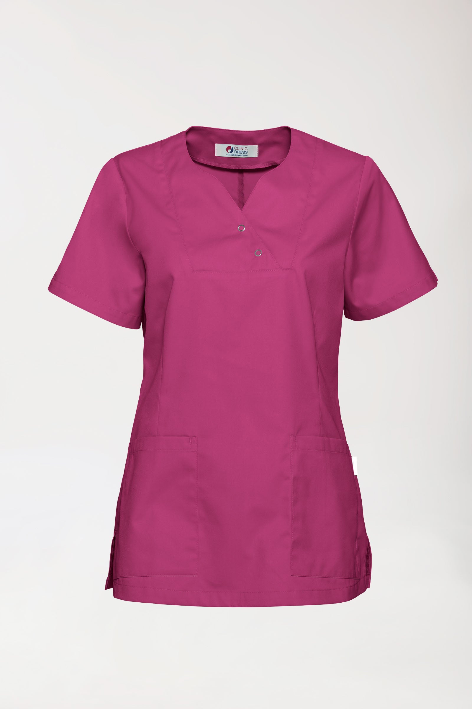 CORE Schlupfkasack Damen curved fit - mit Druckknöpfen berry, Vorderansicht 