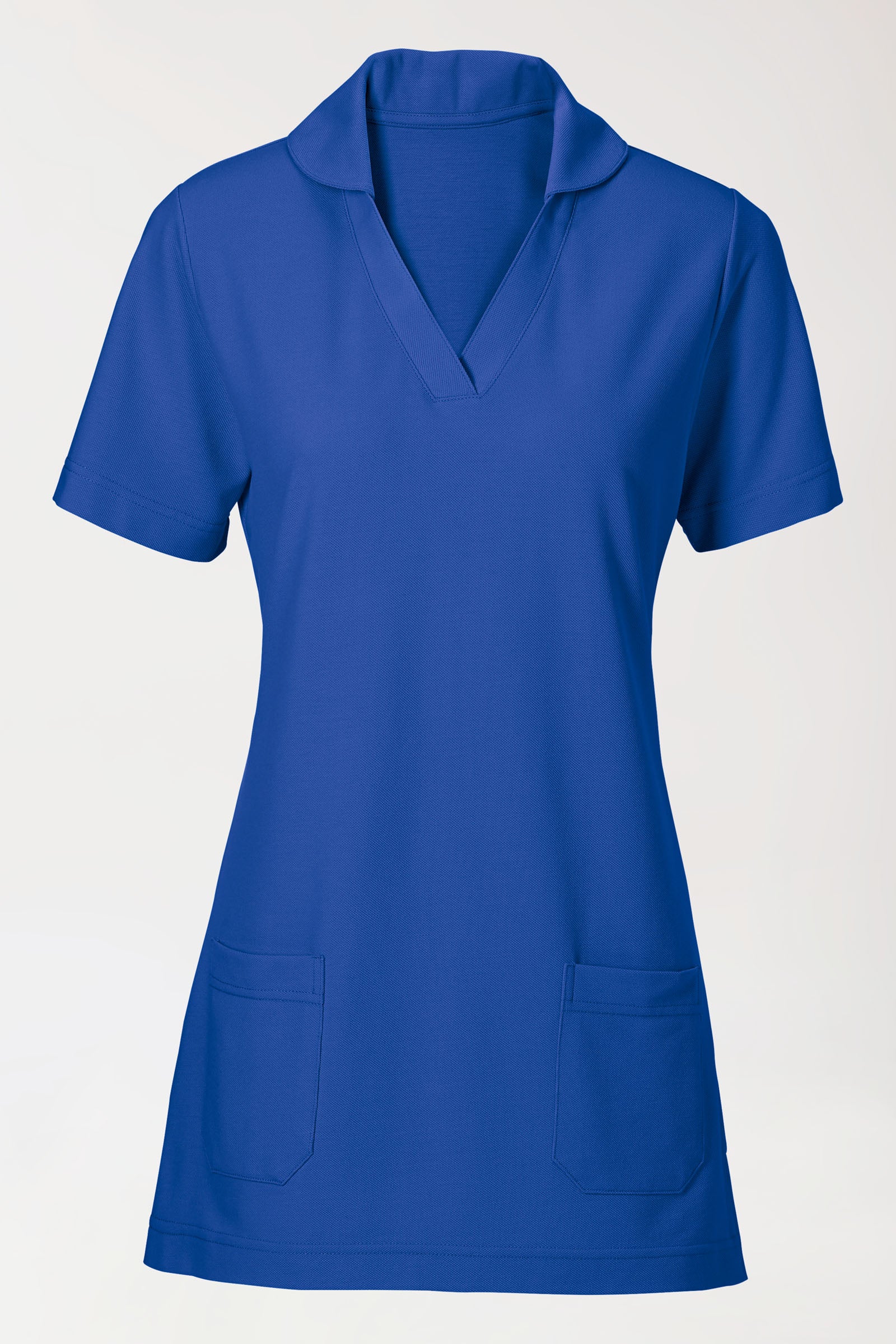 COMFY FLEX Stretch Schlupfkasack Damen - Schalkragen königsblau, Vorderansicht 