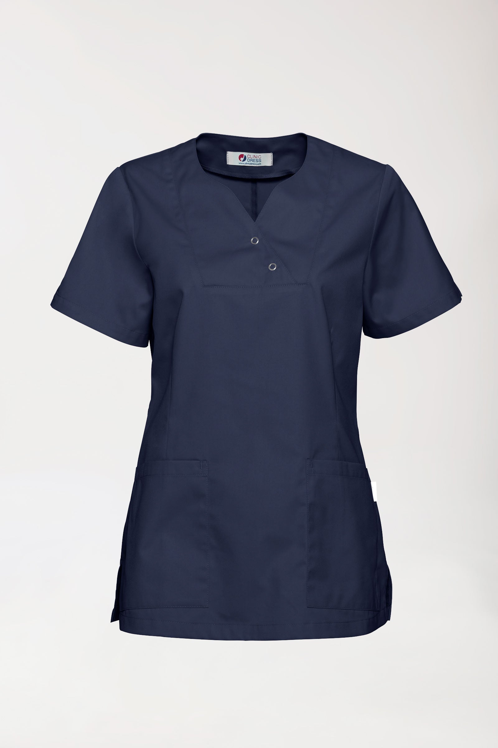 CORE Schlupfkasack Damen curved fit - mit Druckknöpfen navy, Vorderansicht 