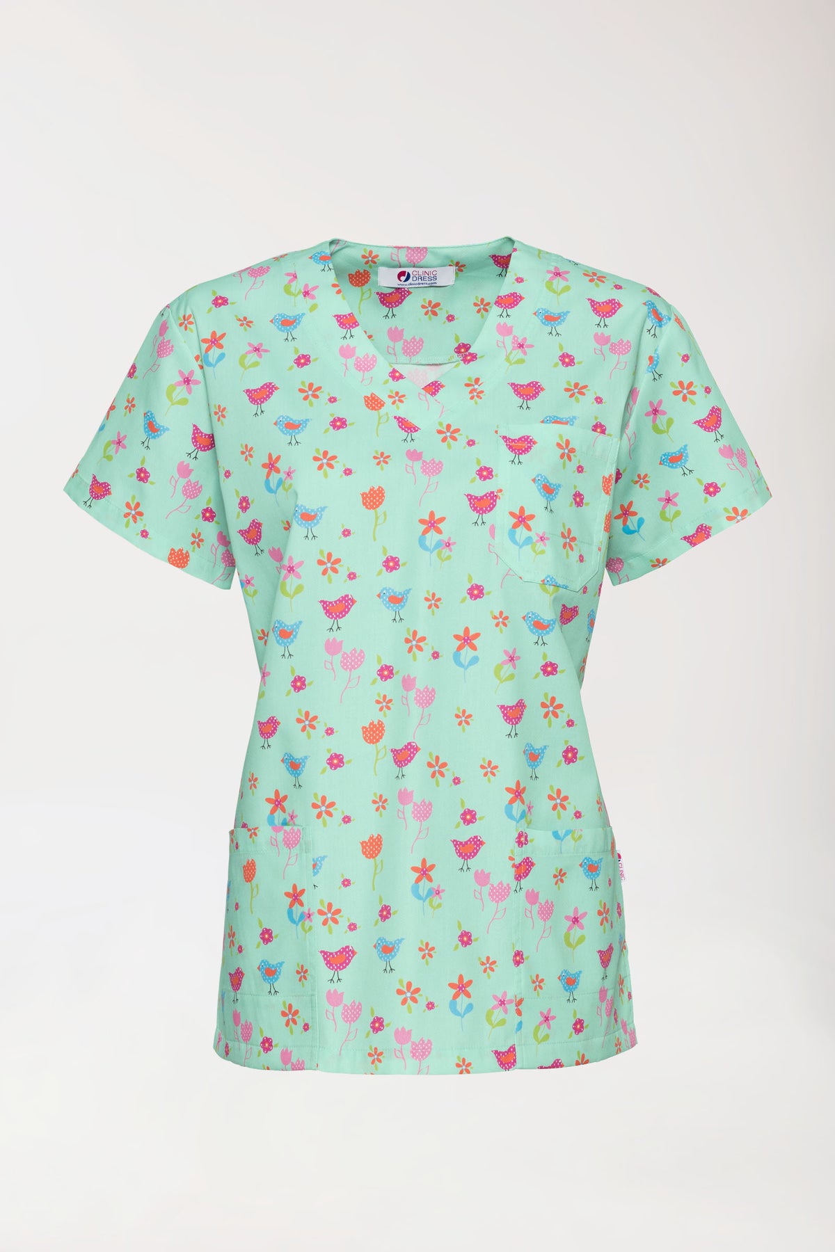 Leichter Schlupfkasack Damen - Alloverprint opal/bunt, Vorderansicht 