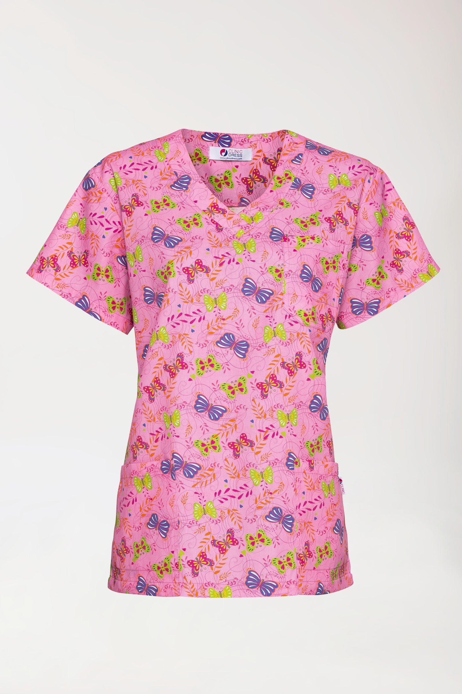 Leichter Schlupfkasack Damen - Alloverprint rosy pink/bunt, Vorderansicht 