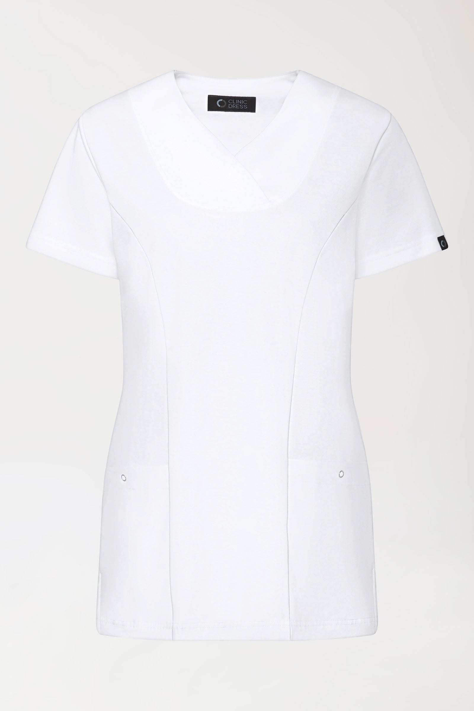 COMFY FLEX Stretch Schlupfkasack Damen - Herzausschnitt weiß, Vorderansicht 