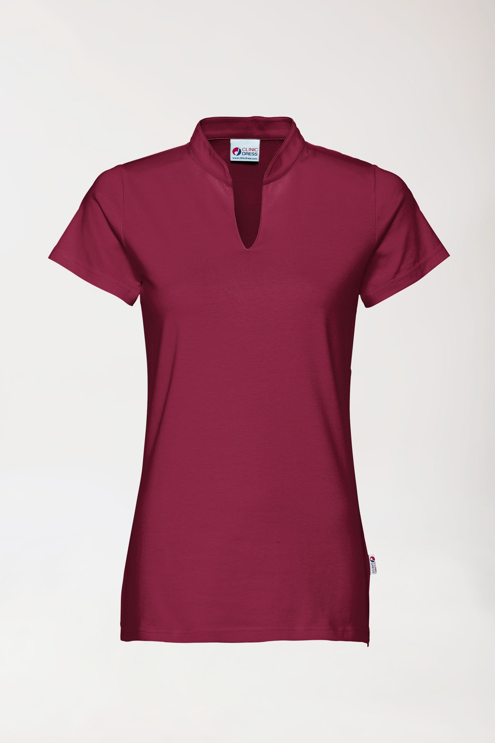Stretch Shirt Damen - Stehkragen bordeaux, Vorderansicht 