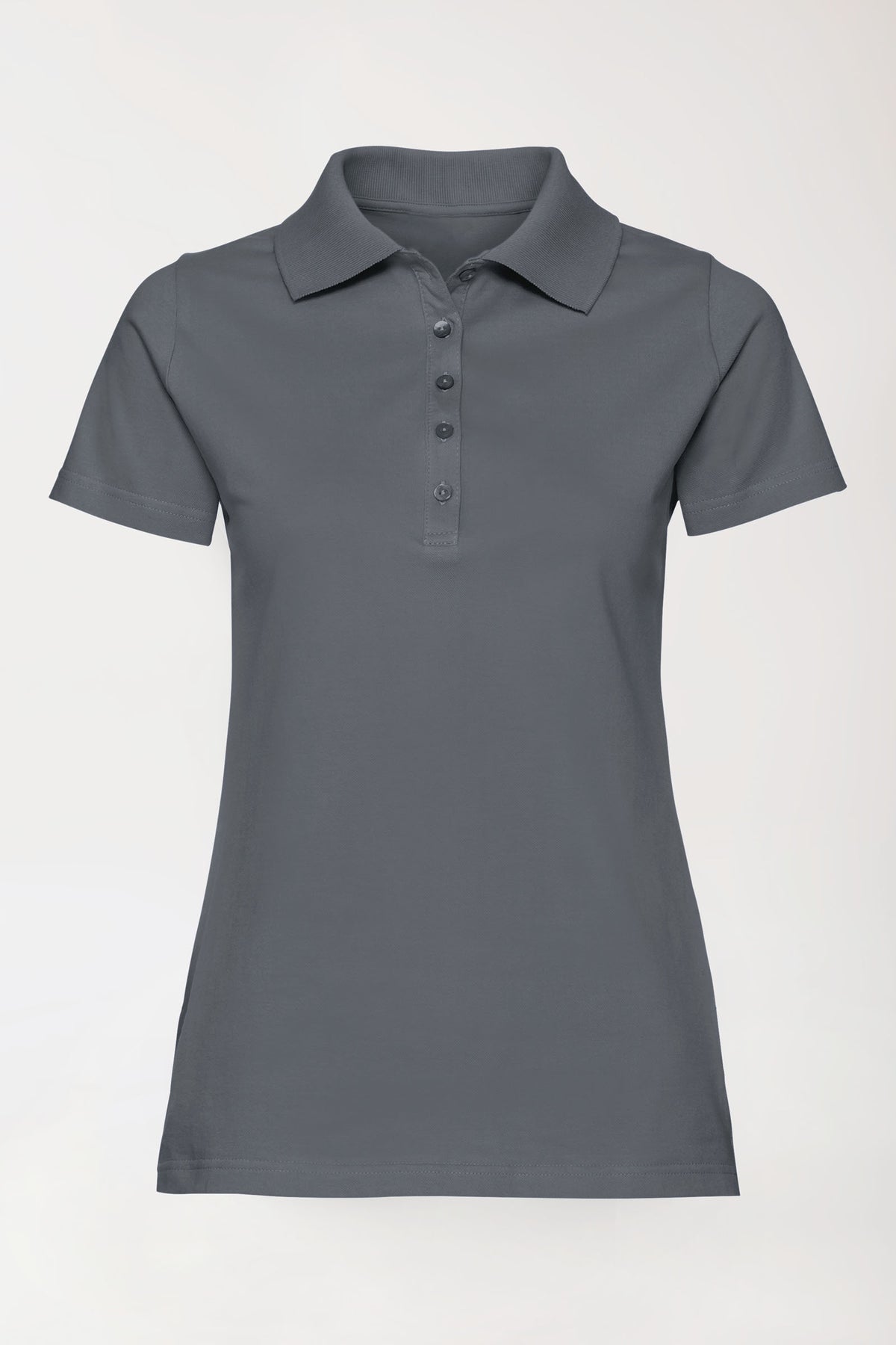Stretch Shirt Damen - Polokragen steingrau