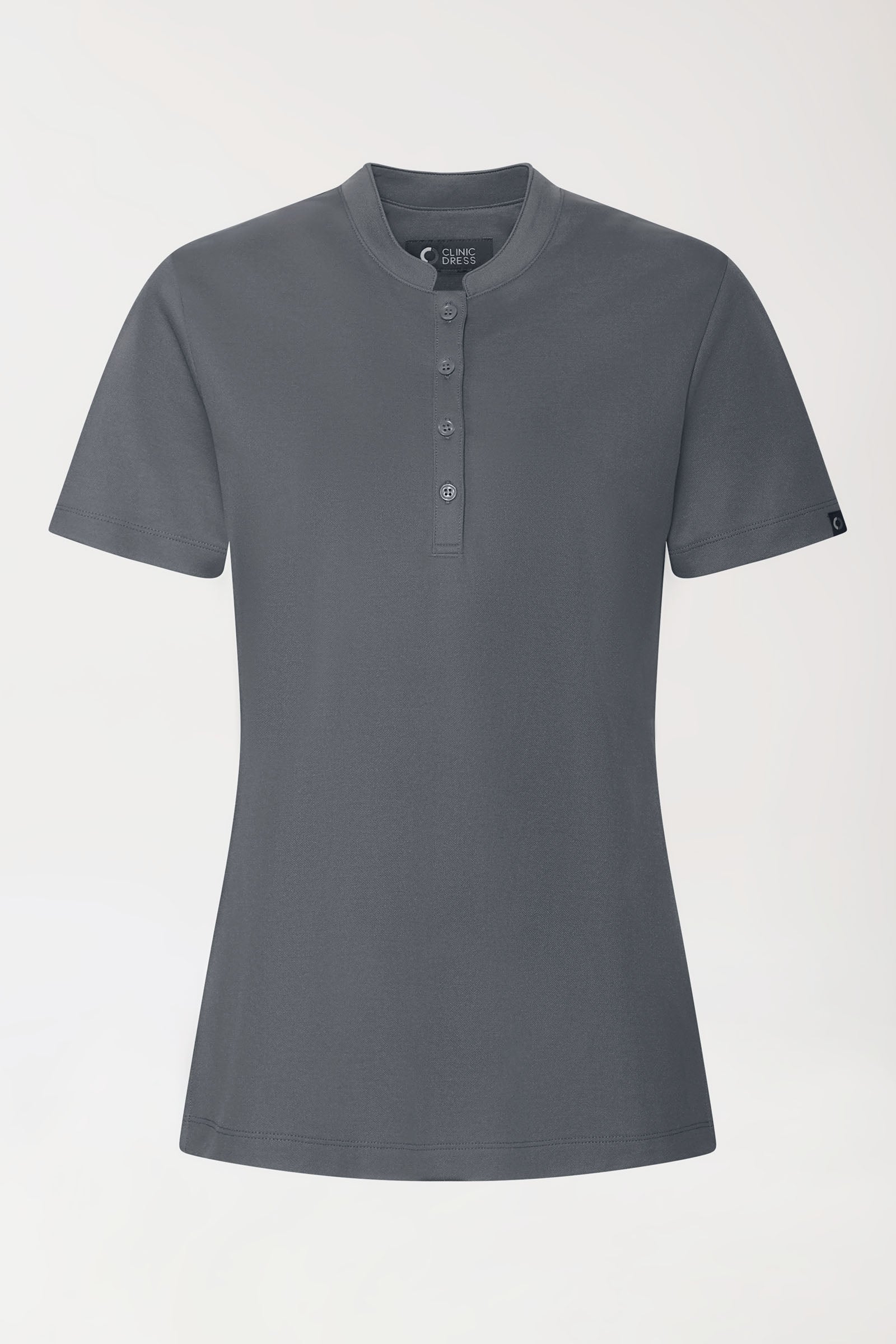 COMFY FLEX Stretch Shirt Damen - Stehkragen steingrau, Vorderansicht 
