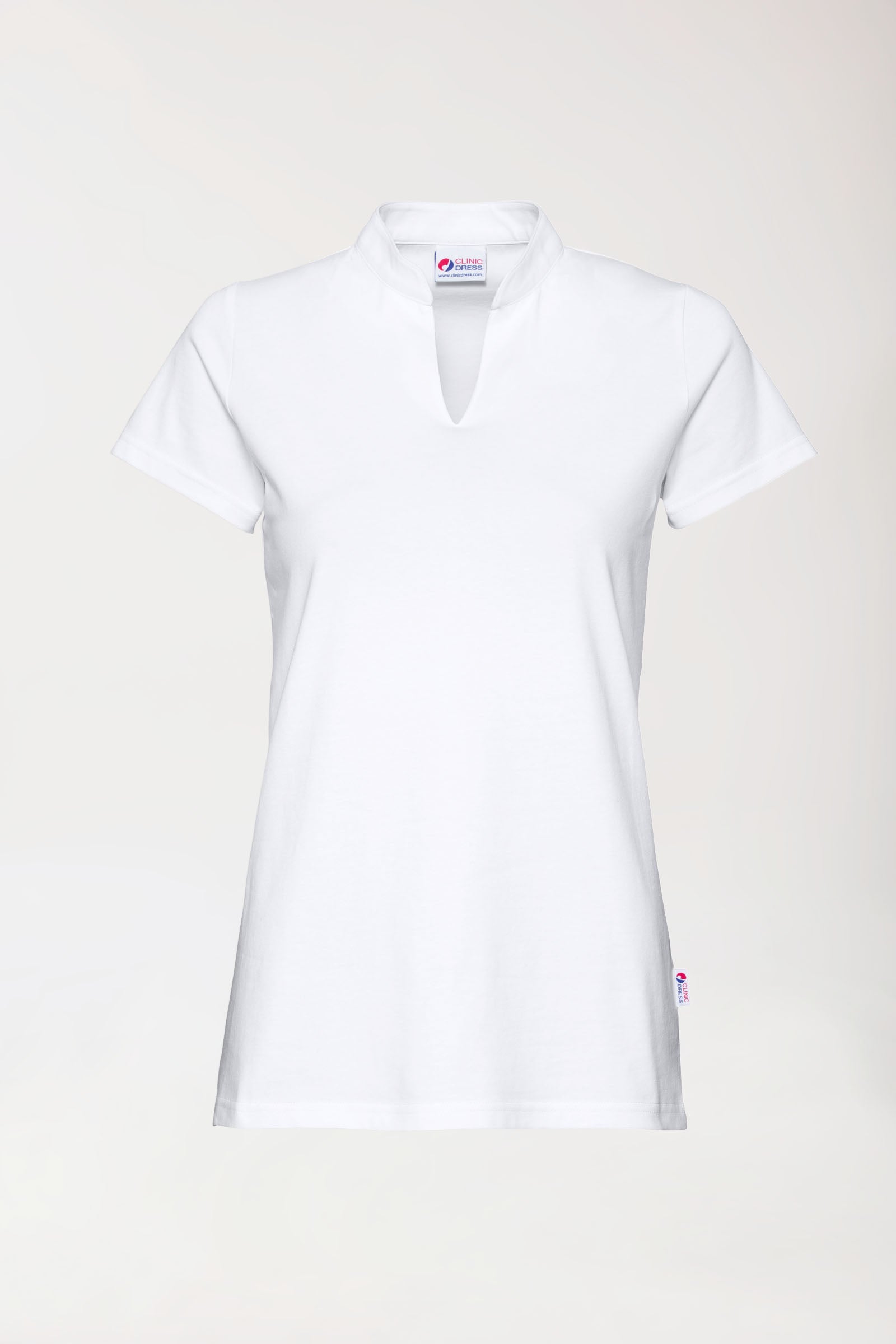 Stretch Shirt Damen - Stehkragen weiß
