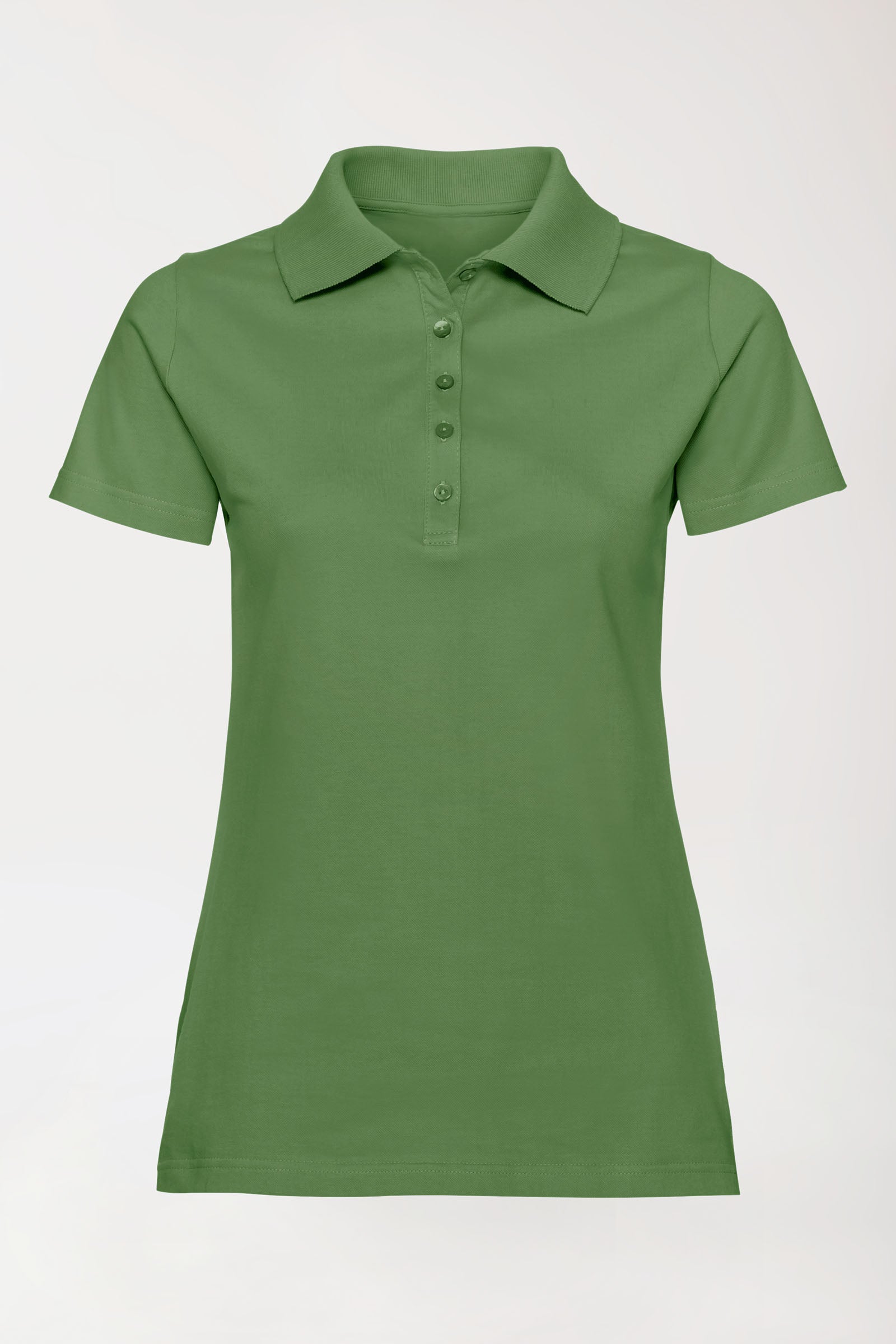 Stretch Shirt Damen - Polokragen wiesengrün, Vorderansicht 
