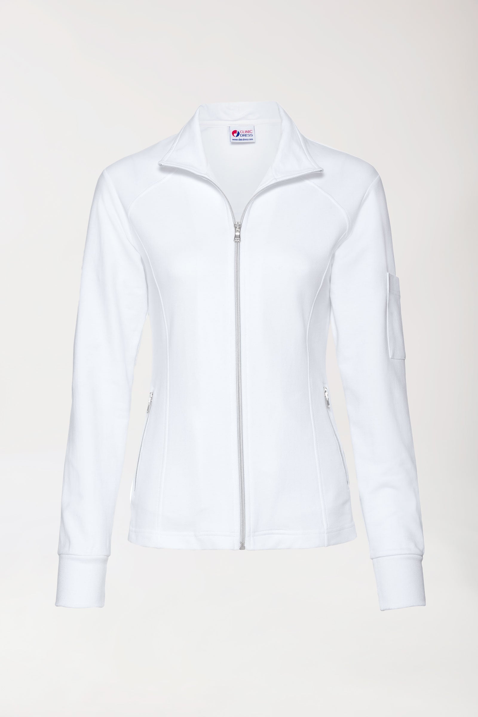 Sweatjacke Damen - Stehkragen weiß