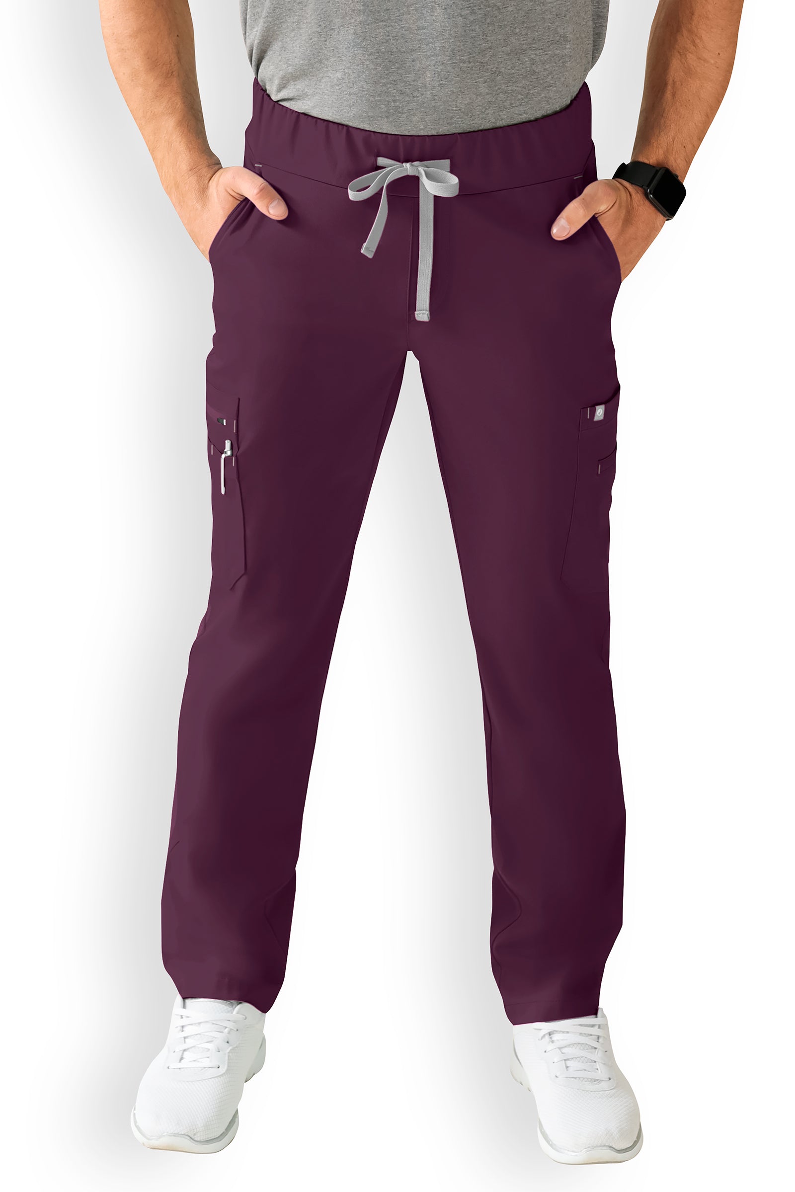 Stretchhose Herren Kurzgröße - gerader Saum mit Beintaschen dark pflaume