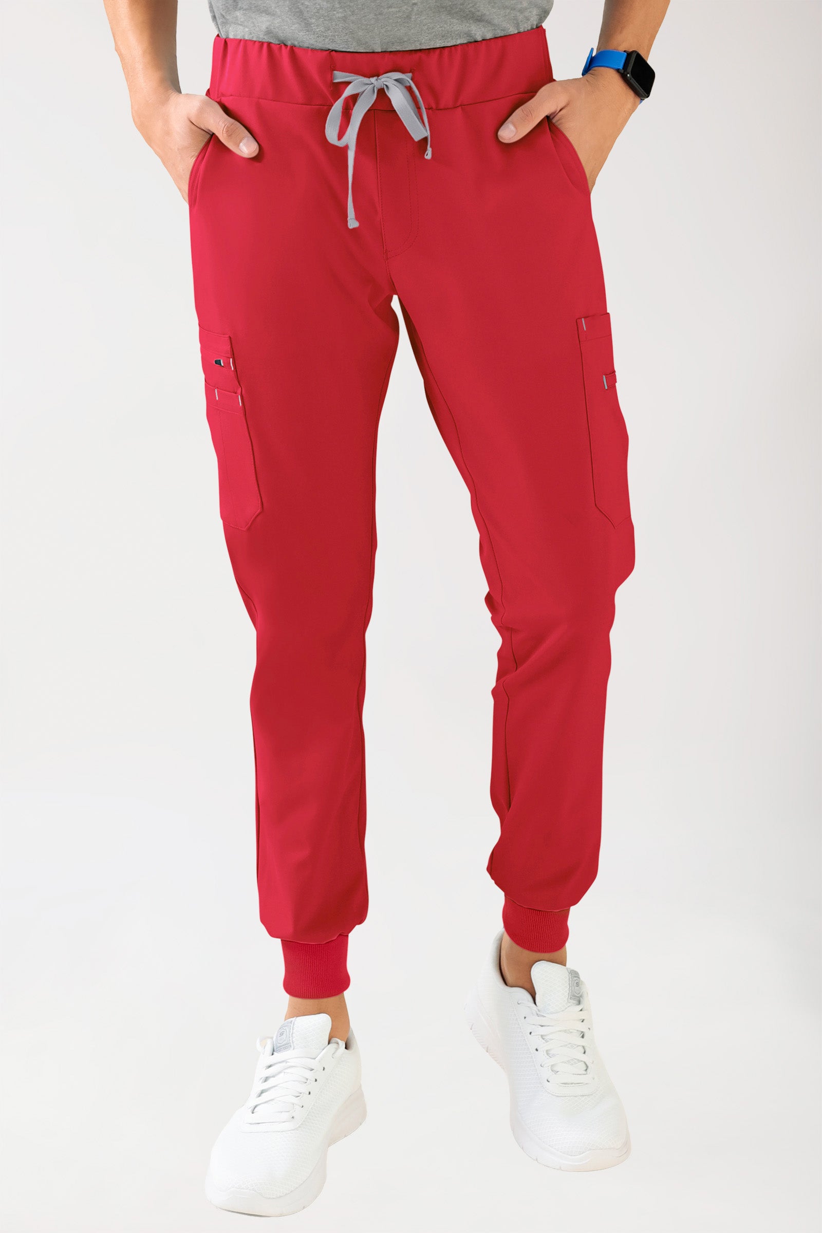 Stretch Hose Herren - im Jogpants Style hellrot, Vorderansicht 