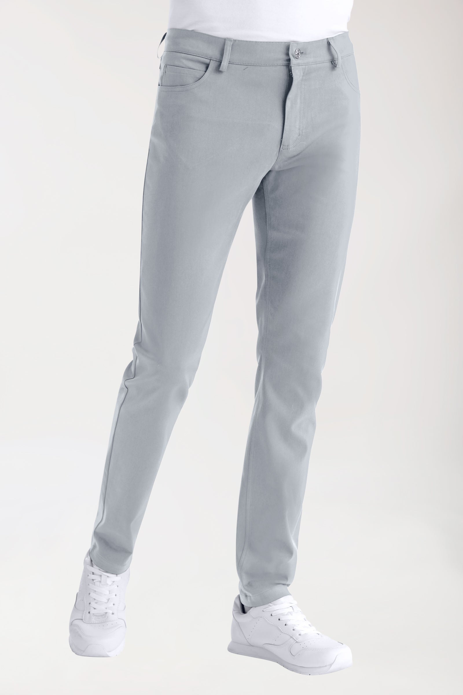 Stretch 5-Pocket Hose Herren - schlankes Bein grau